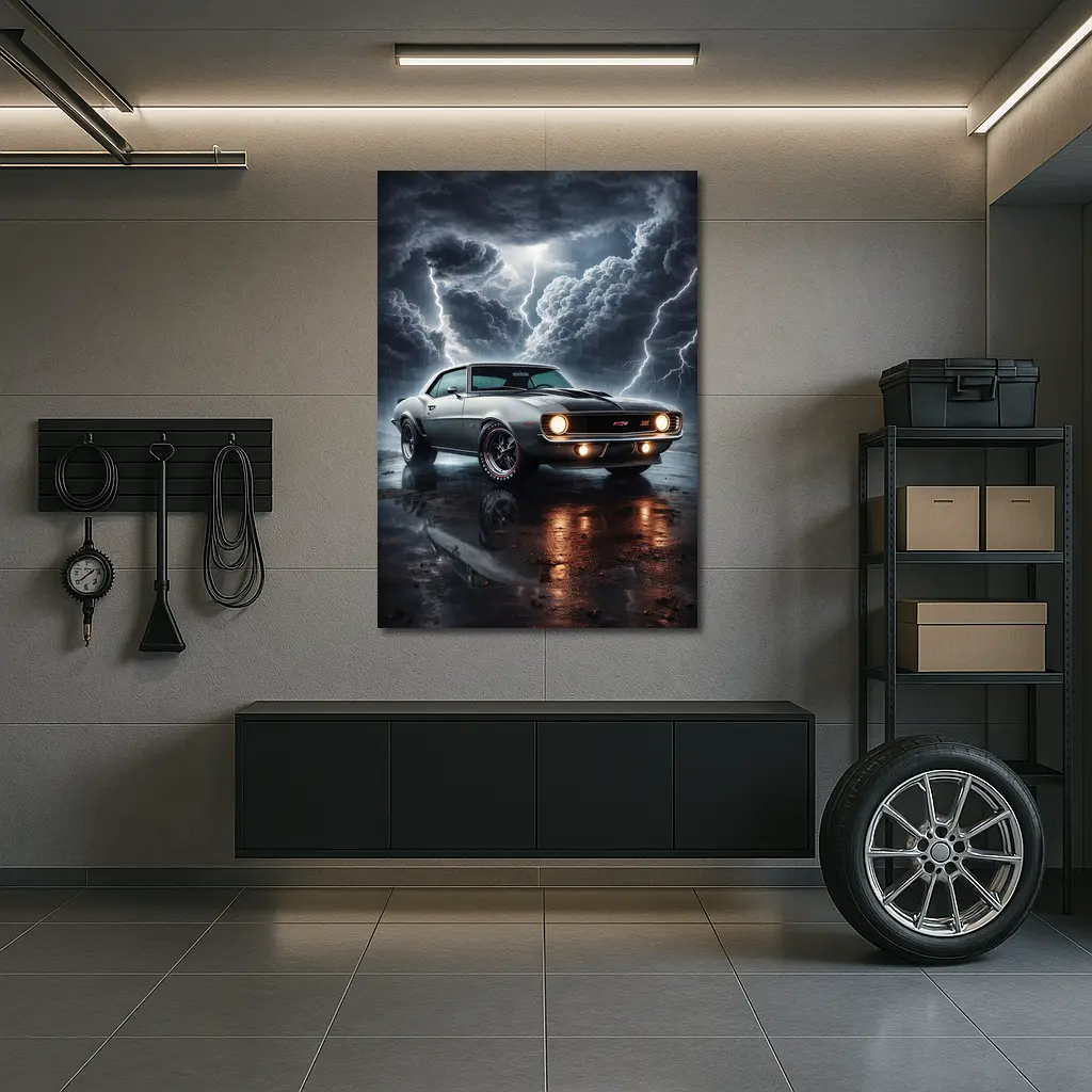 Chevrolet Camaro Classic Muscle Thunderstorm Night – Wall Art