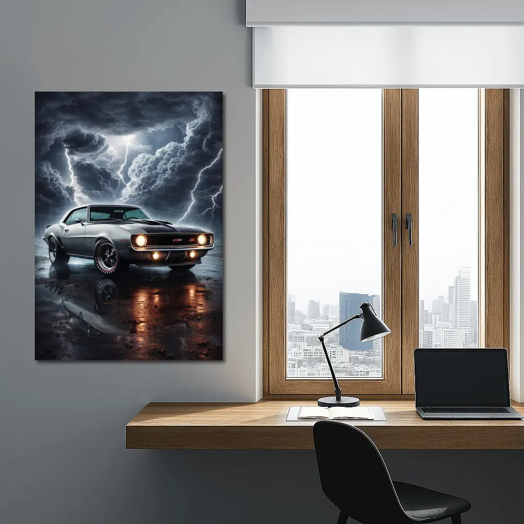 Chevrolet Camaro Classic Muscle Thunderstorm Night – Wall Art