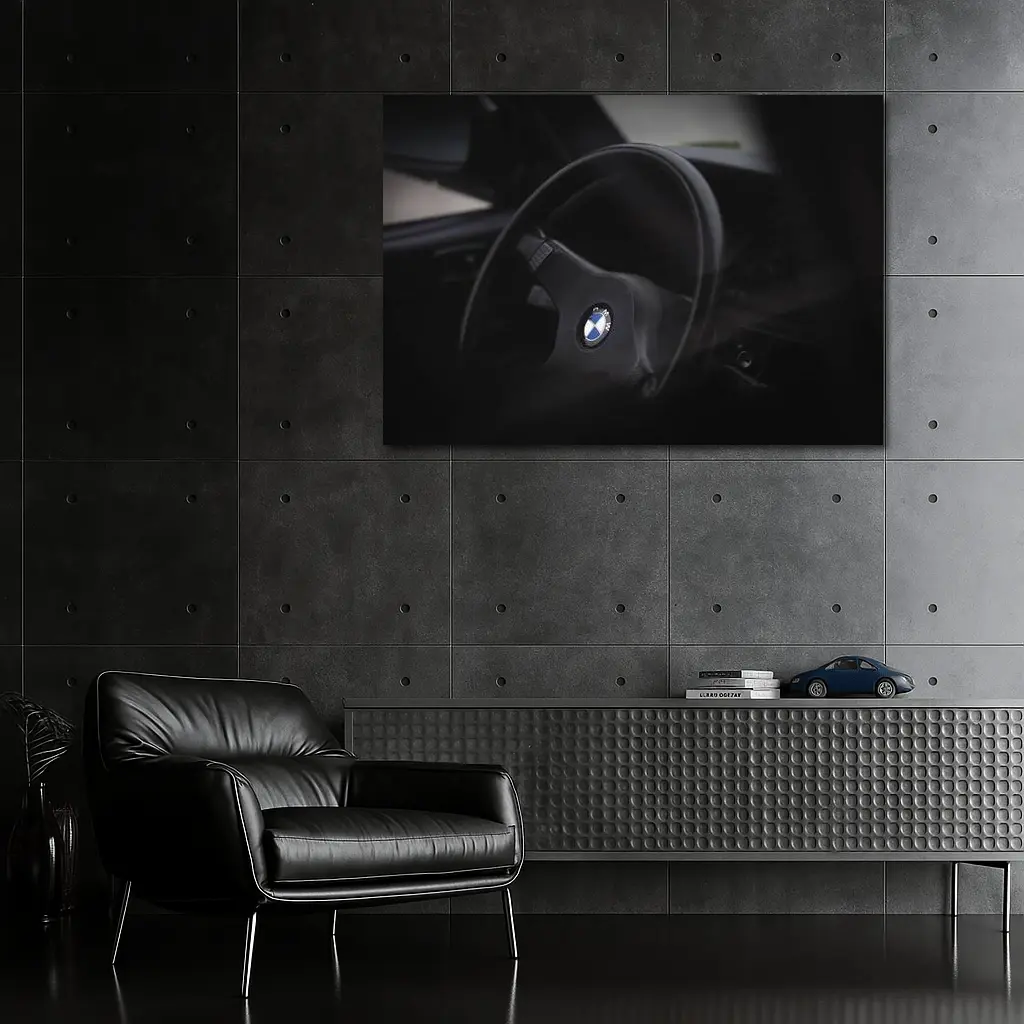 BMW Classic Steering Wheel Dark Interior – Wall Art