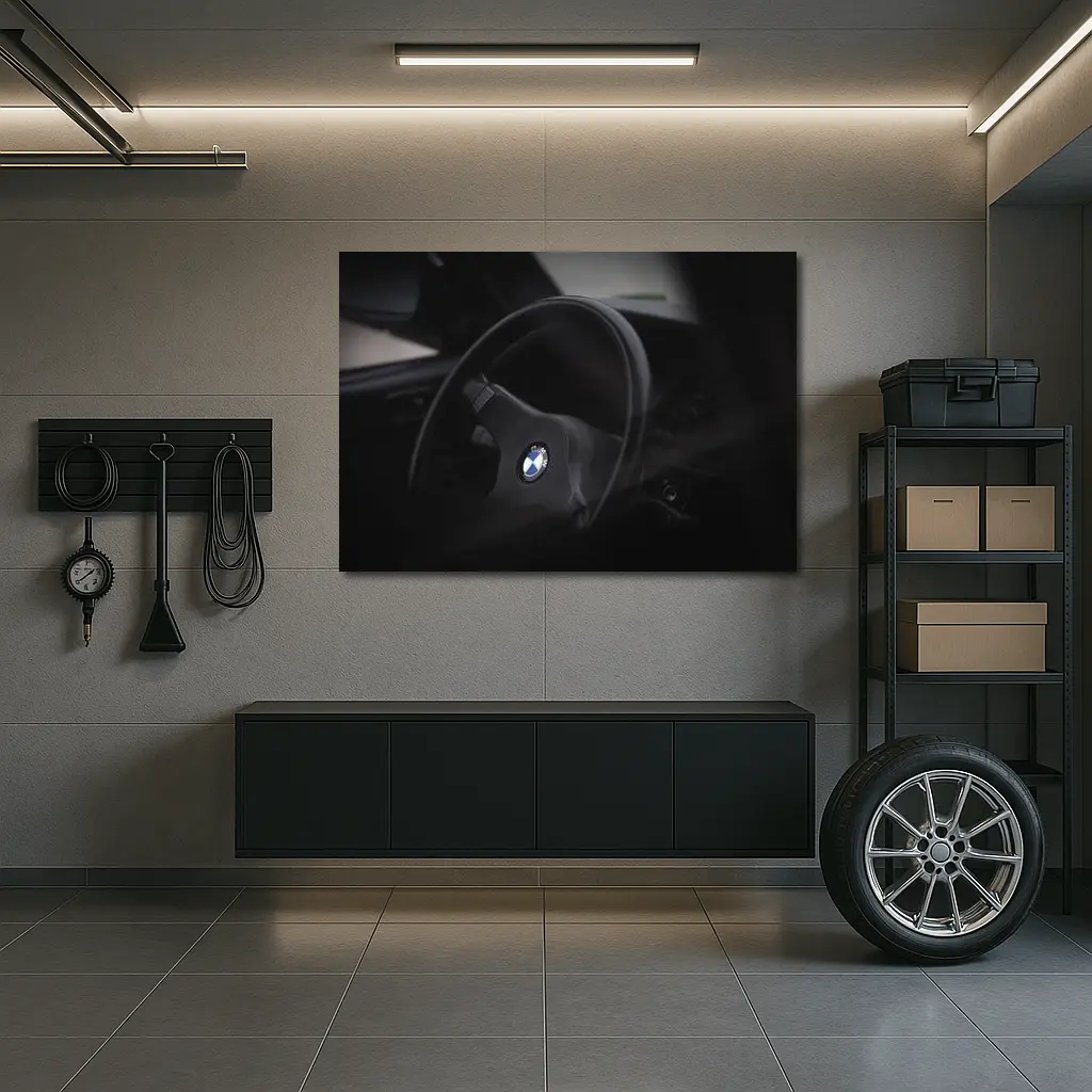 BMW Classic Steering Wheel Dark Interior – Wall Art