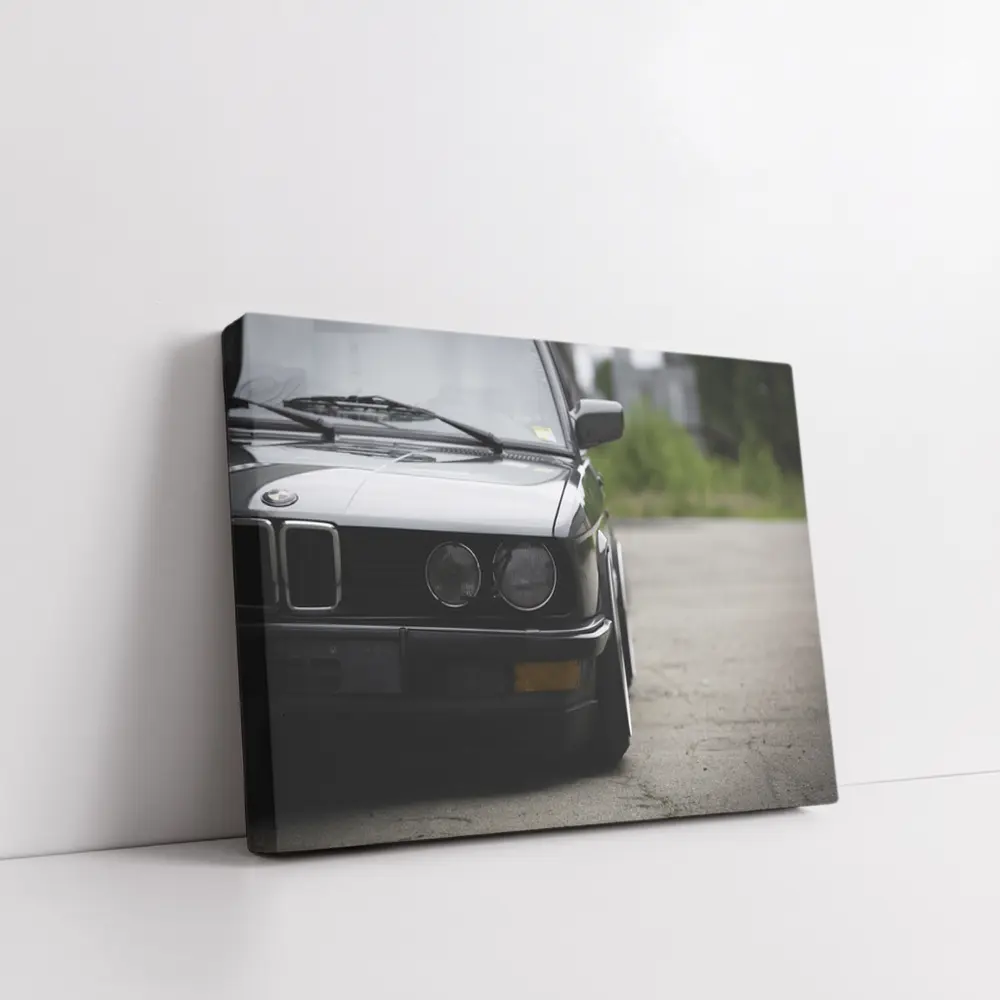BMW E30 Black Front View Moody Street – Wall Art