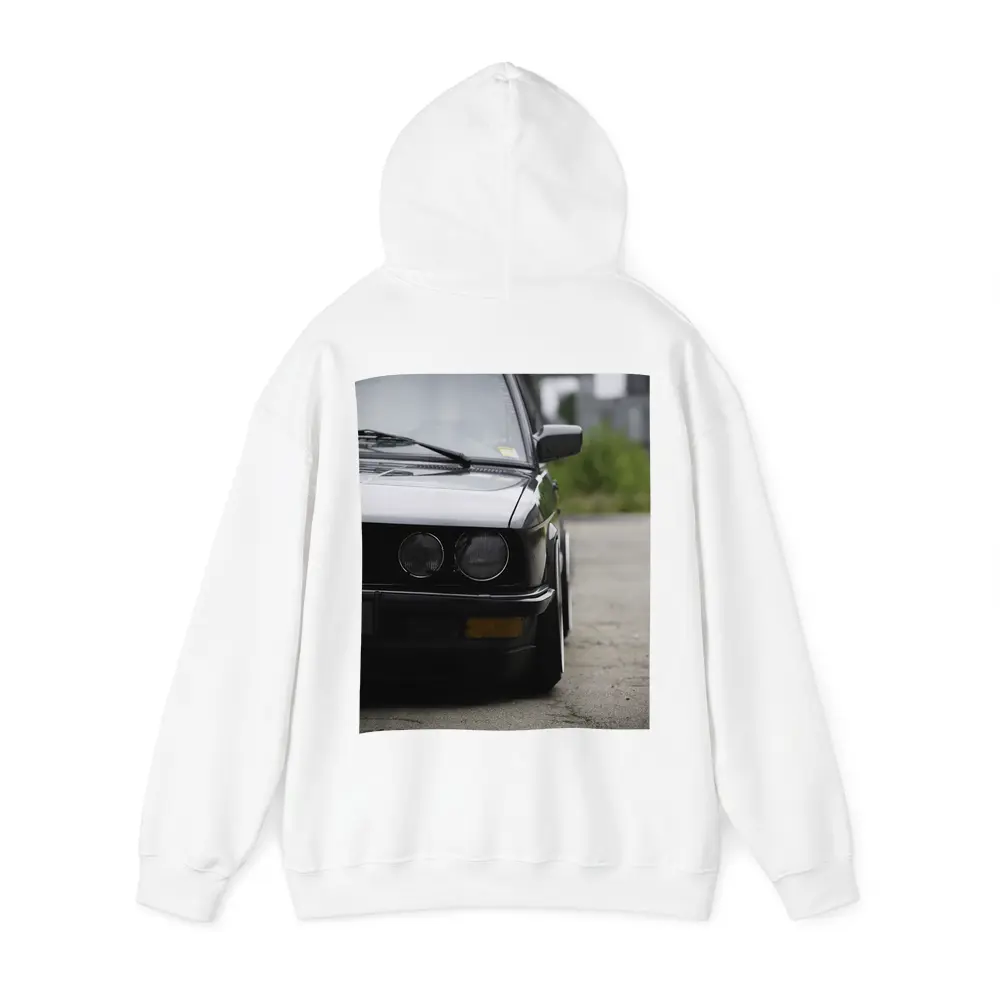 BMW E30 Black Front View Moody Street – Hoodies