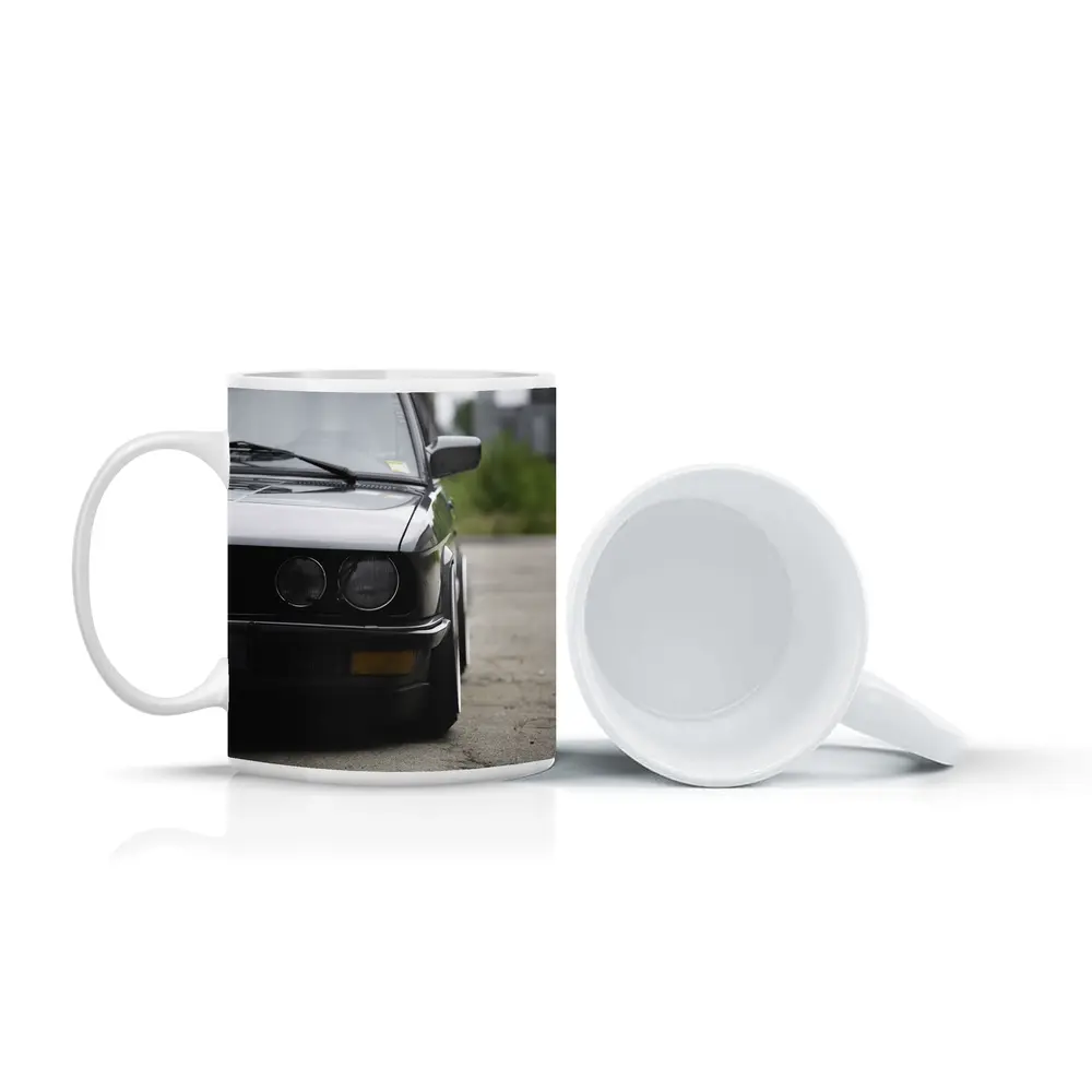 BMW E30 Black Front View Moody Street – Mugs