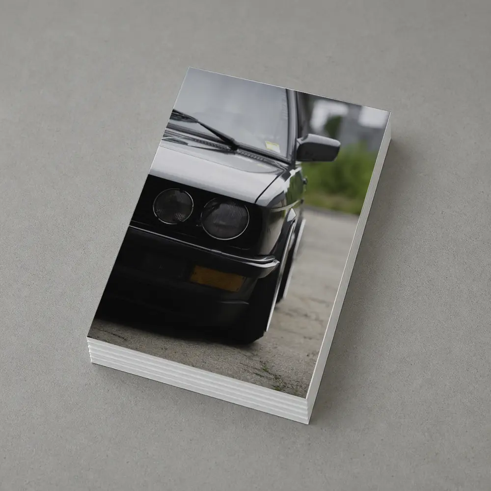 BMW E30 Black Front View Moody Street – Postcards