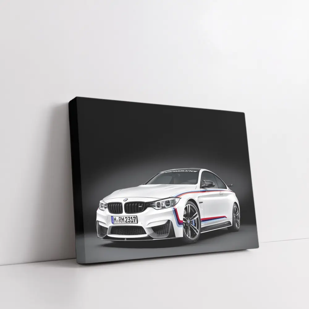BMW M4 White Coupe Dark Studio – Wall Art
