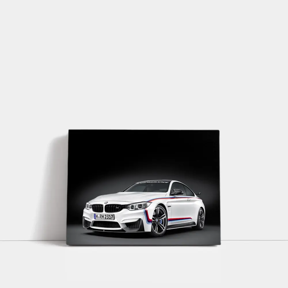 BMW M4 White Coupe Dark Studio – Wall Art