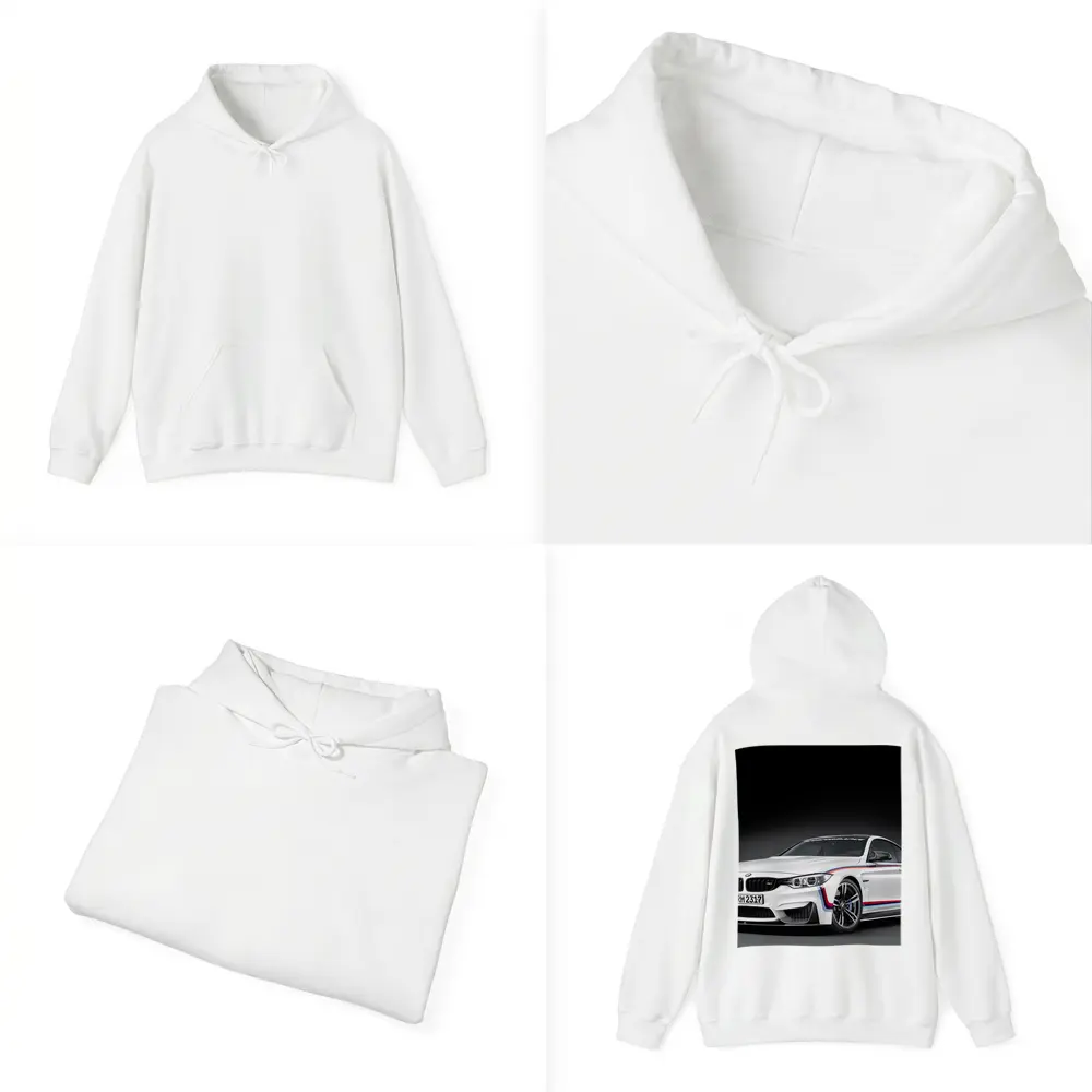 BMW M4 White Coupe Dark Studio – Hoodies