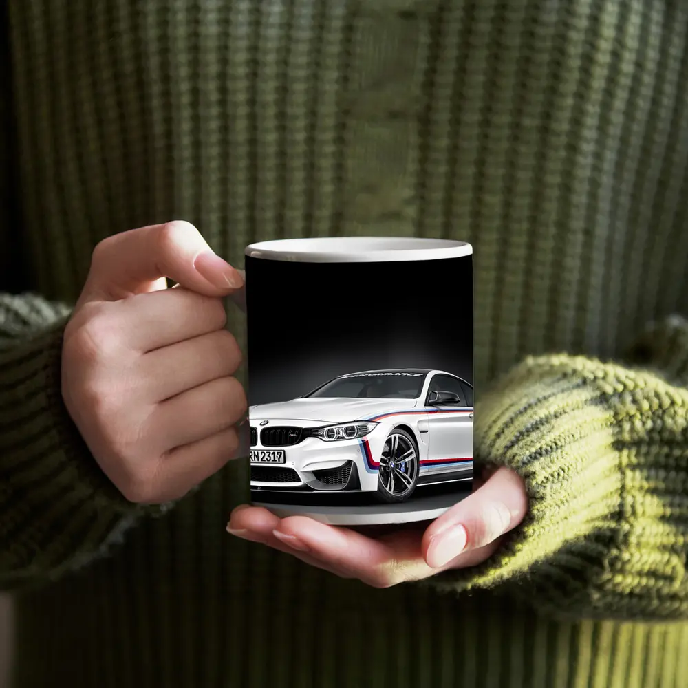 BMW M4 White Coupe Dark Studio – Mugs