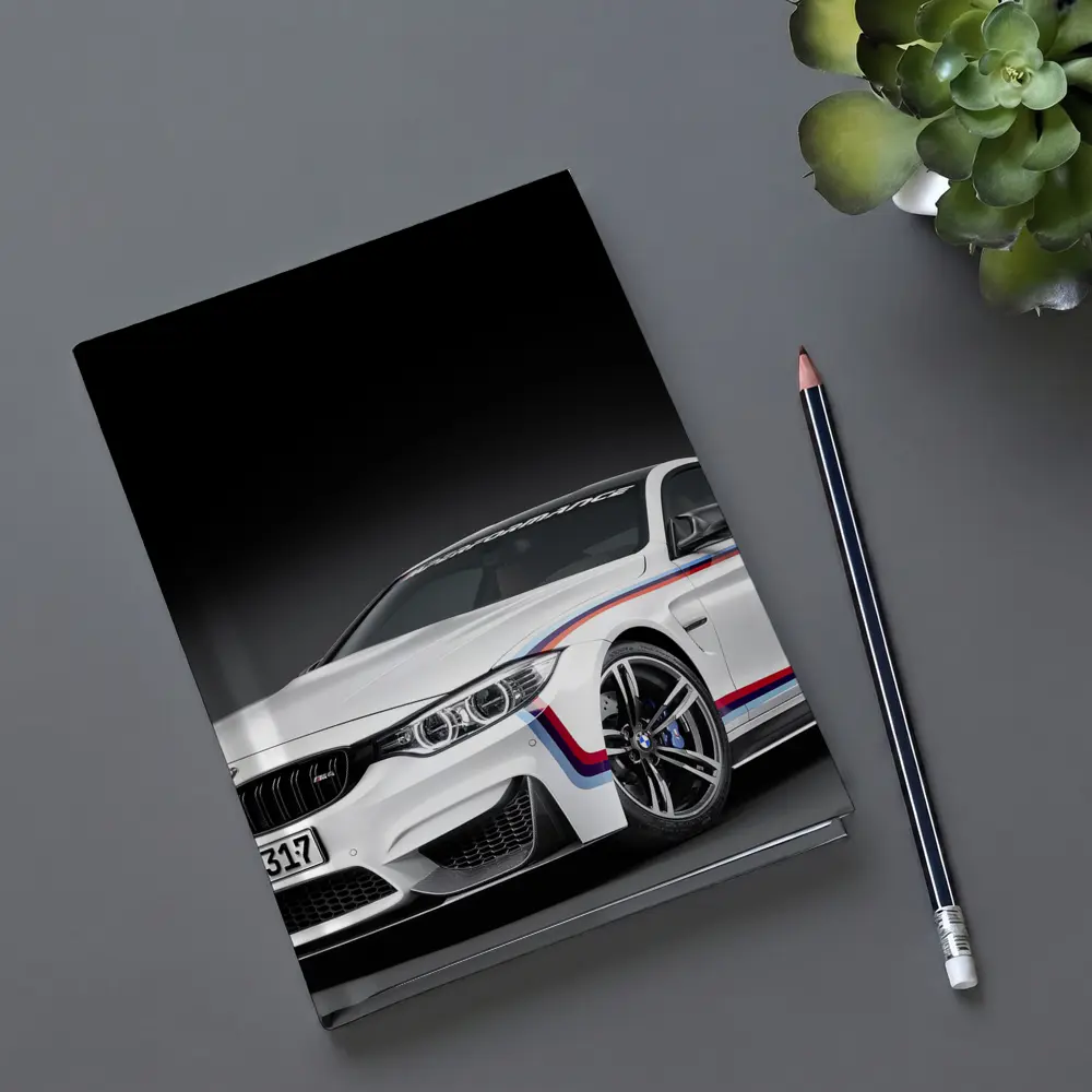 BMW M4 White Coupe Dark Studio – Notebooks