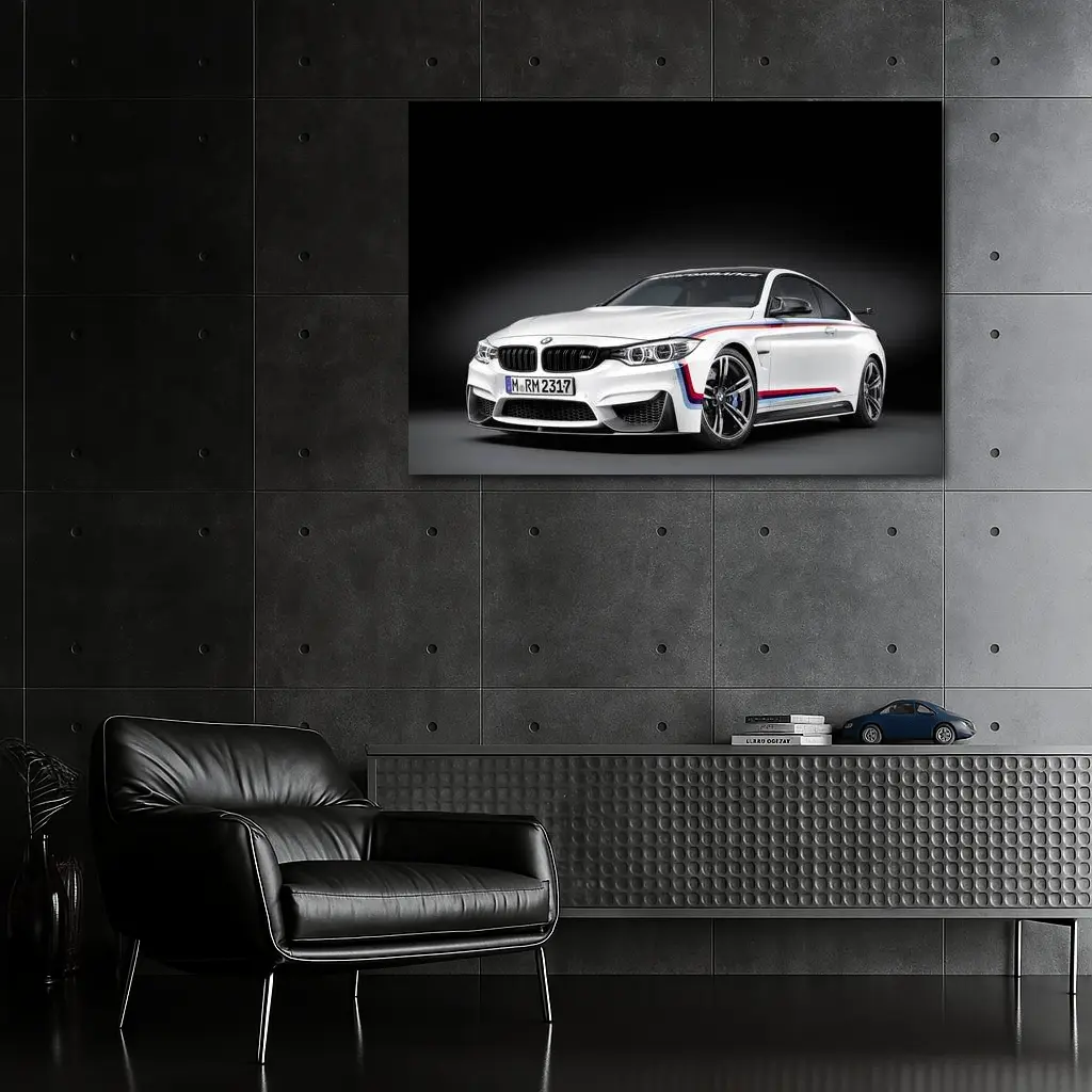 BMW M4 White Coupe Dark Studio – Wall Art