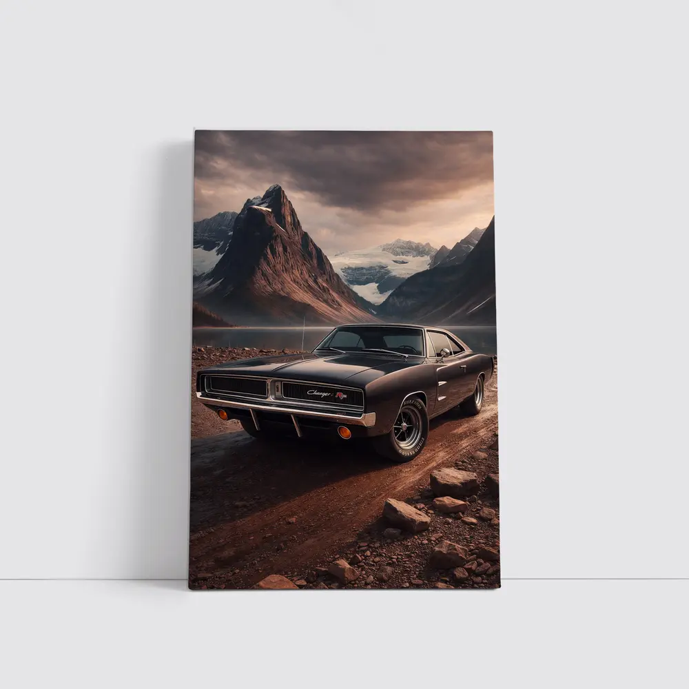 Dodge Charger RT Classic Mountain Lake Scene – Wall Art