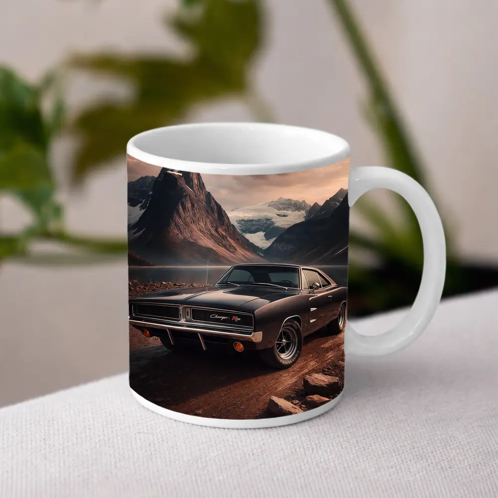 Dodge Charger RT Classic Mountain Lake Scene – Mugs