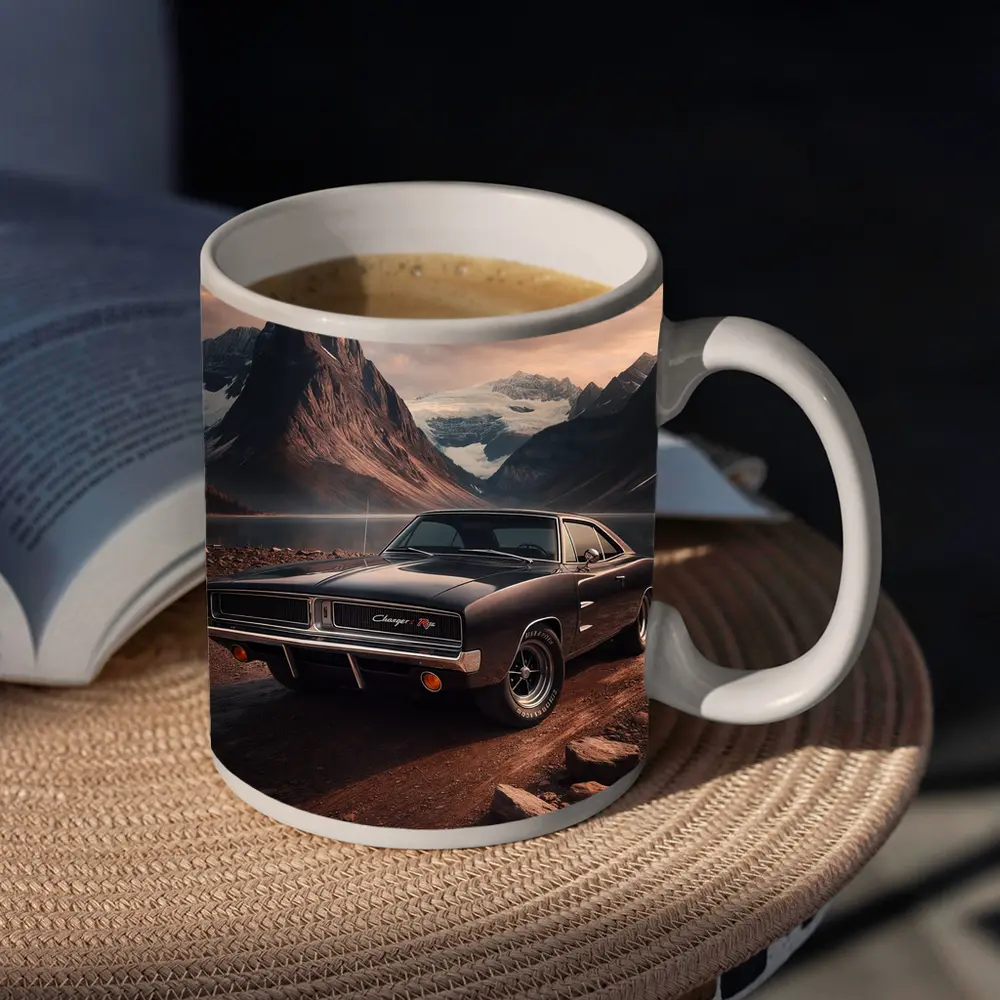 Dodge Charger RT Classic Mountain Lake Scene – Mugs