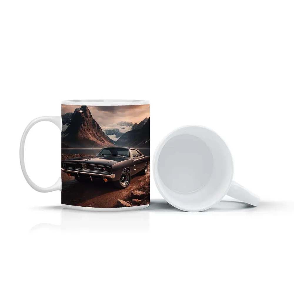 Dodge Charger RT Classic Mountain Lake Scene – Mugs