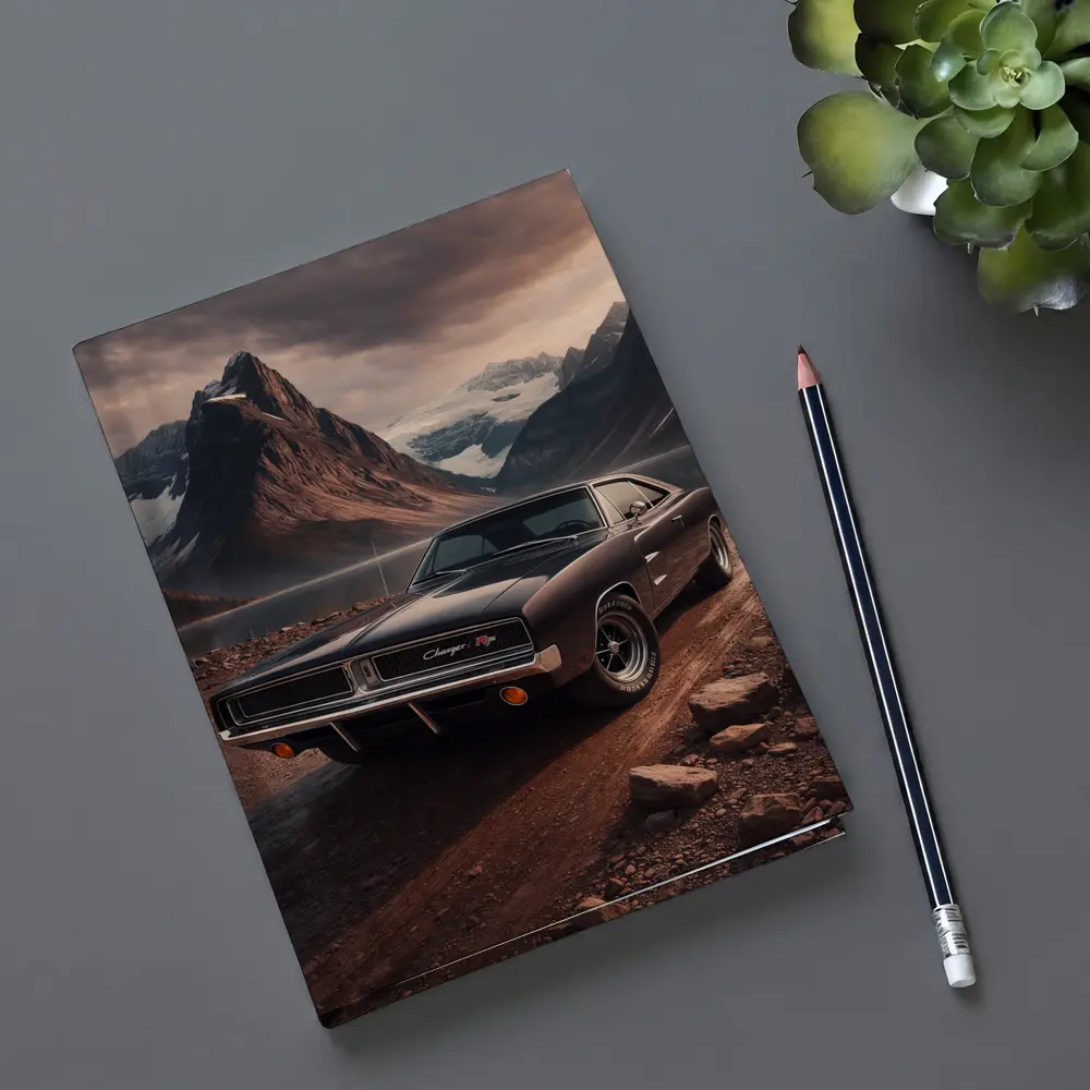 Dodge Charger RT Classic Mountain Lake Scene – Notebooks