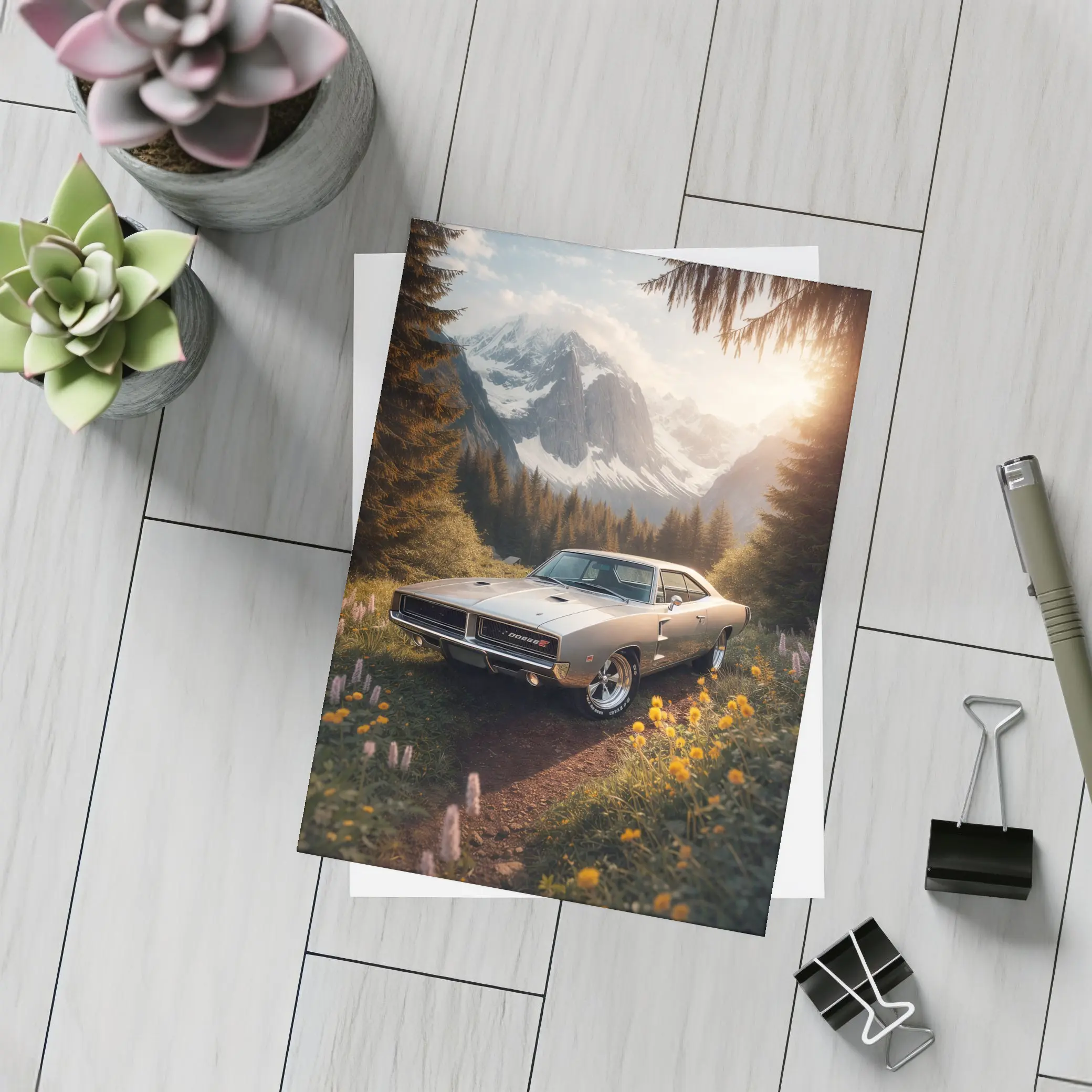 Dodge Charger Classic Muscle Car Mountain Forest – Postcards