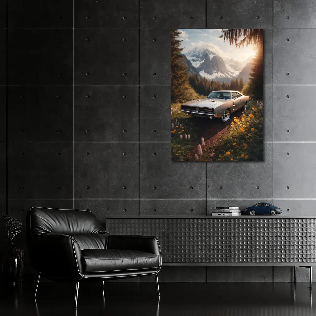 Dodge Charger Classic Muscle Car Mountain Forest – Wall Art