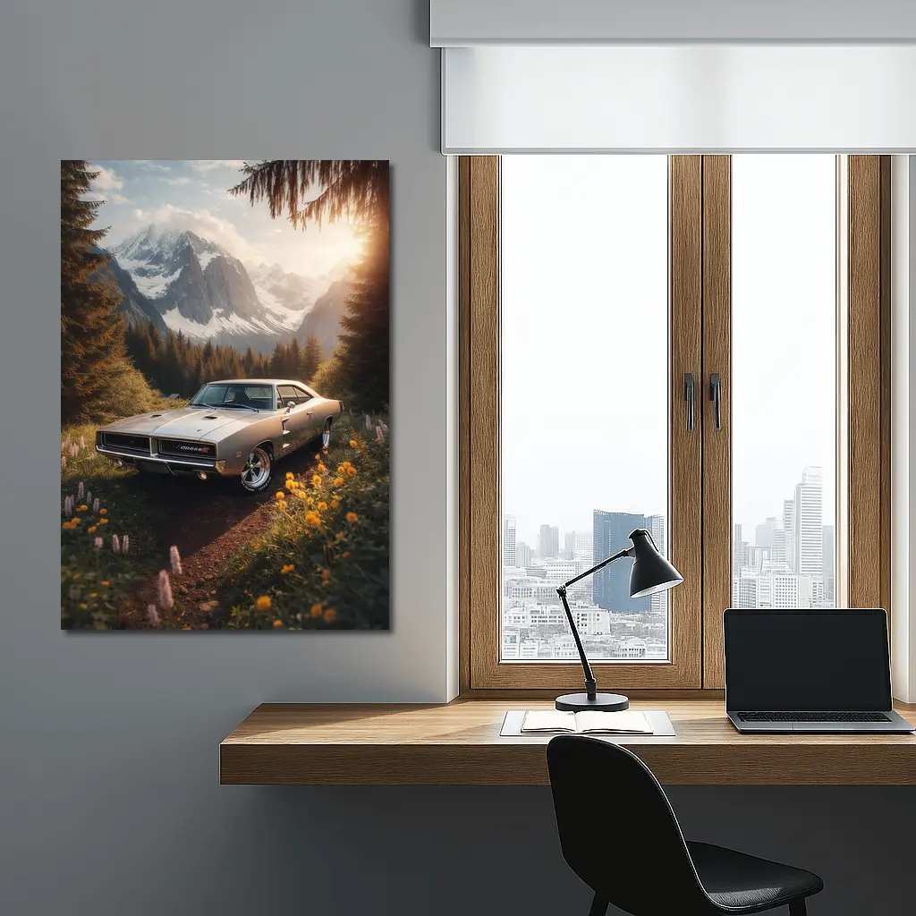 Dodge Charger Classic Muscle Car Mountain Forest – Wall Art