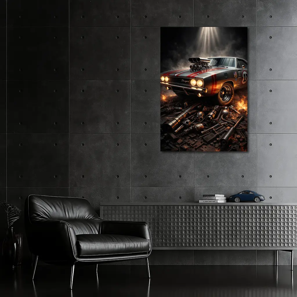 Dodge Charger Classic Muscle Car Dark Dramatic – Wall Art