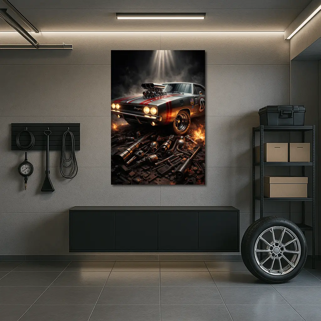 Dodge Charger Classic Muscle Car Dark Dramatic – Wall Art