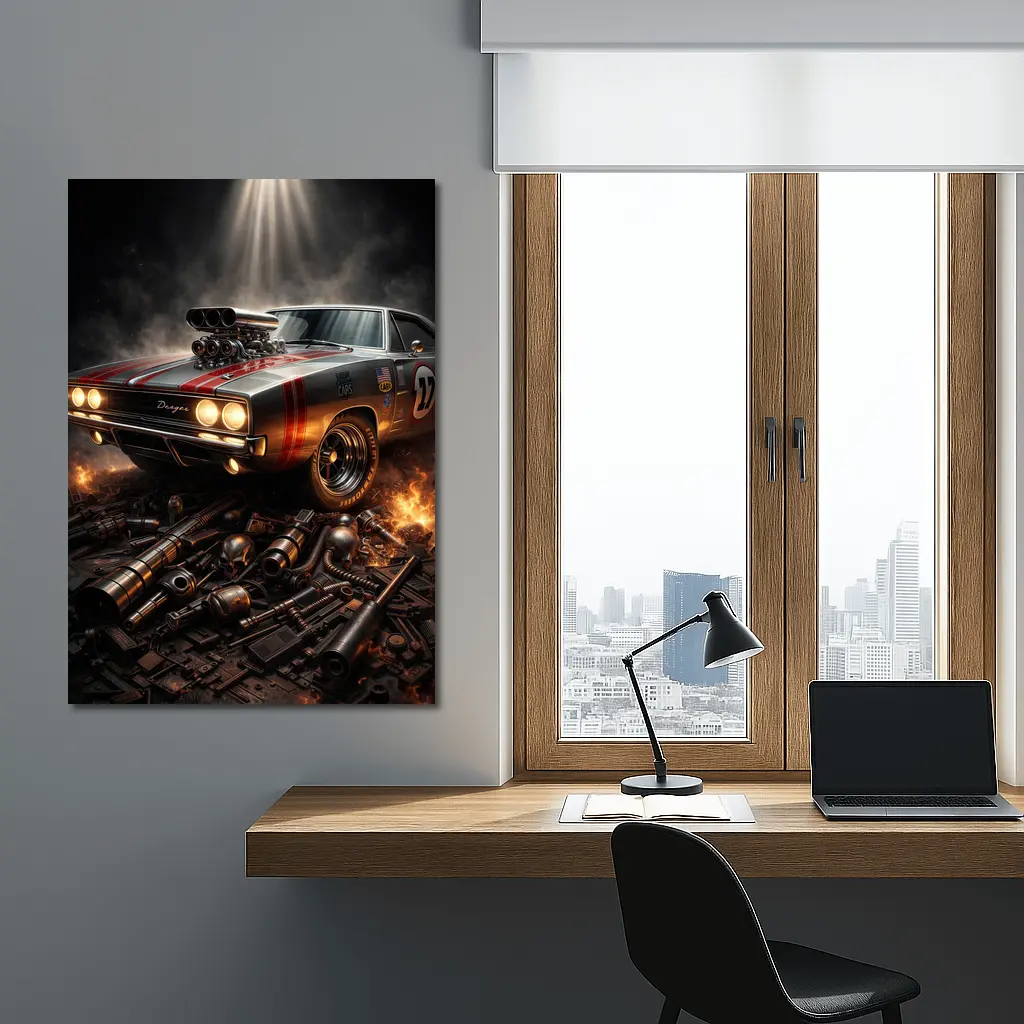 Dodge Charger Classic Muscle Car Dark Dramatic – Wall Art