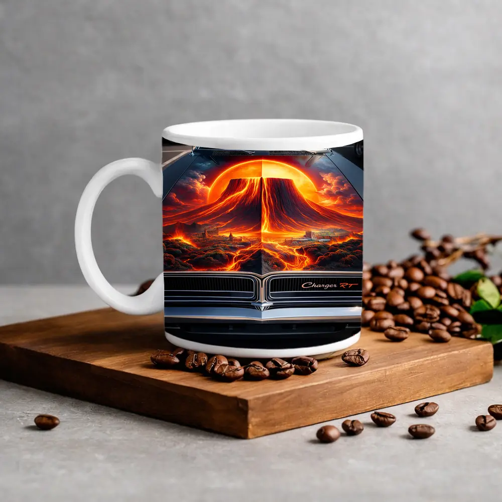 Dodge Charger RT Volcano Hood Art – Mugs