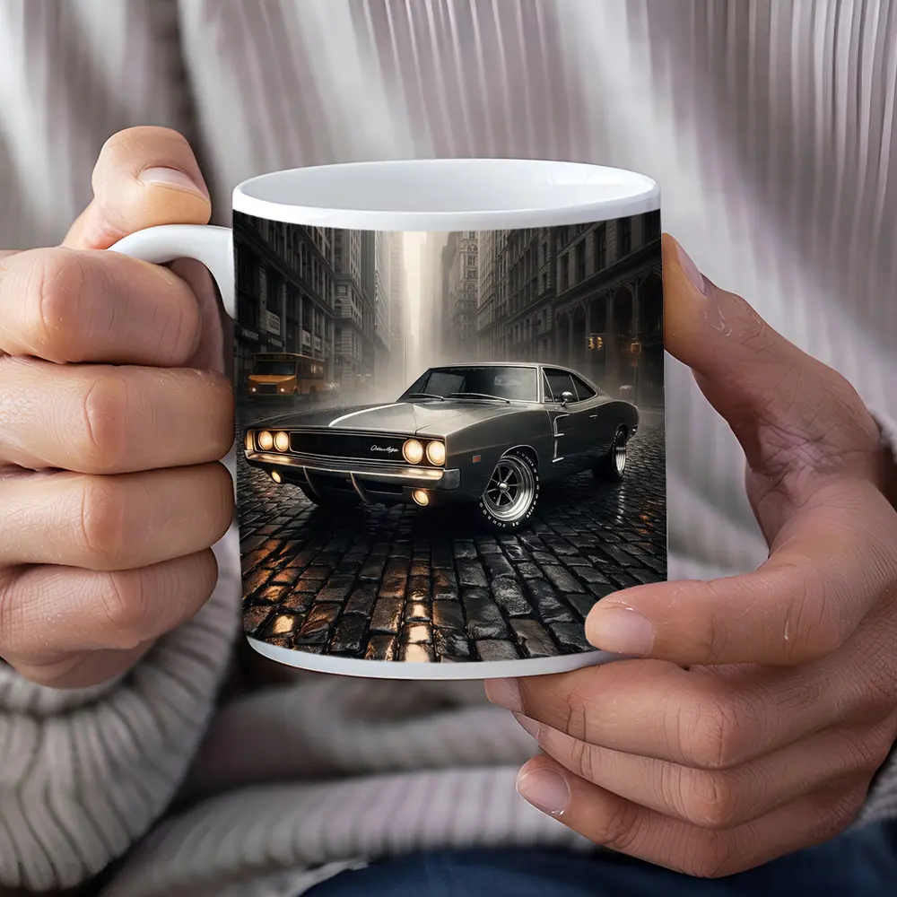 Dodge Charger Classic Muscle Car Rainy City – Mugs