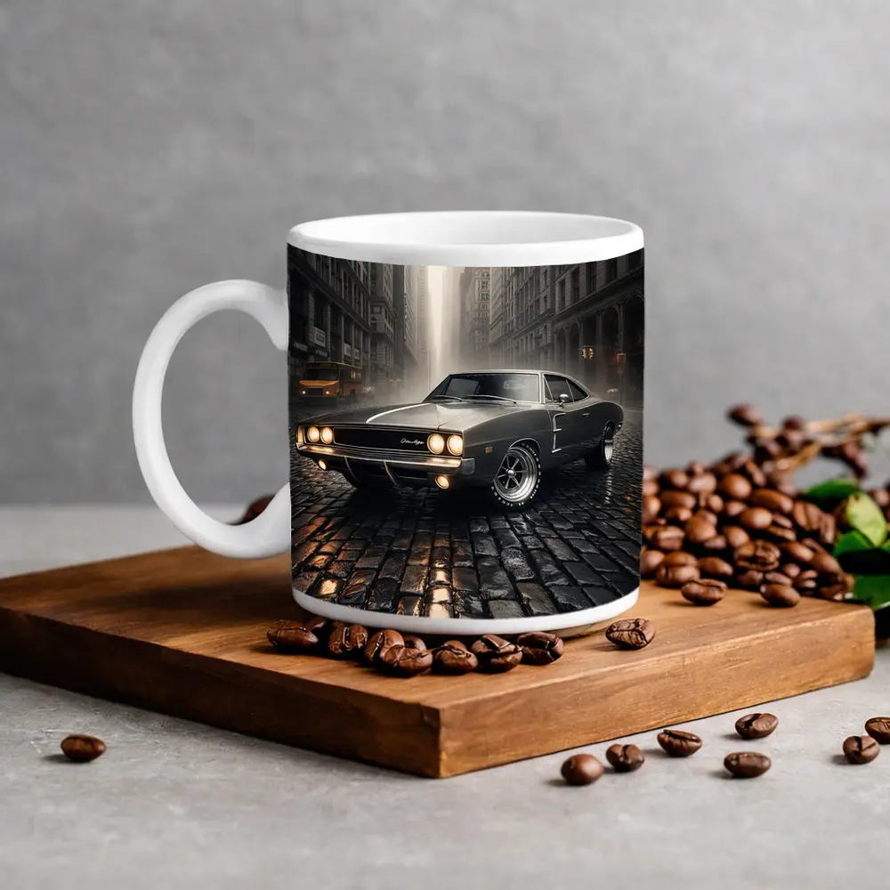 Dodge Charger Classic Muscle Car Rainy City – Mugs