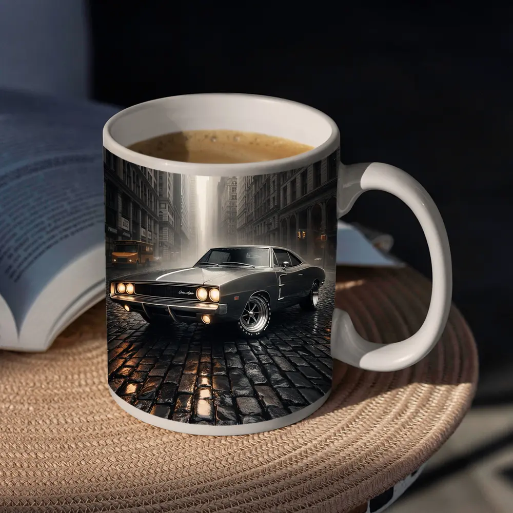 Dodge Charger Classic Muscle Car Rainy City – Mugs