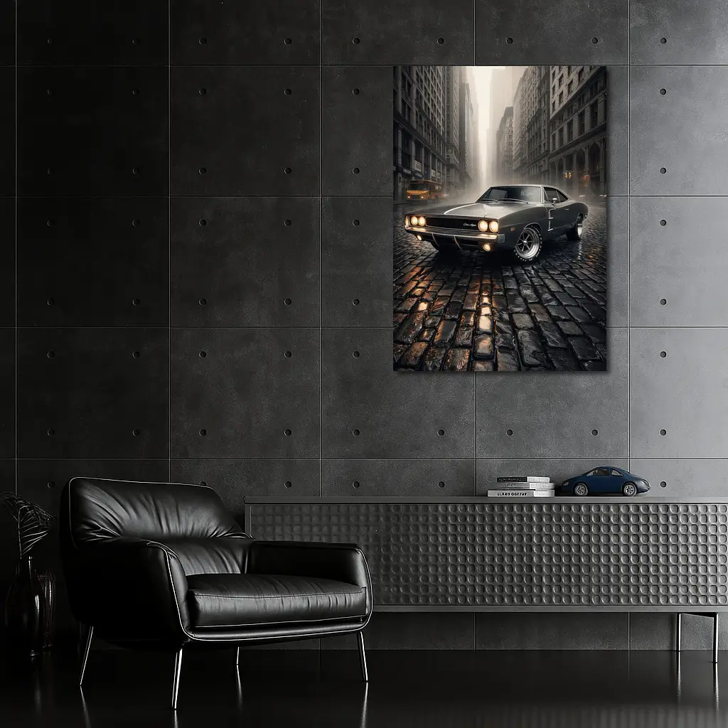 Dodge Charger Classic Muscle Car Rainy City – Wall Art