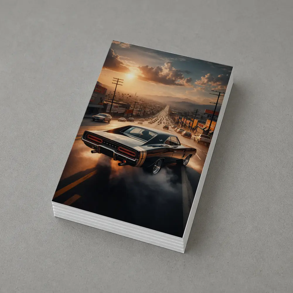 Dodge Charger Burnout on LA Street Sunset – Postcards