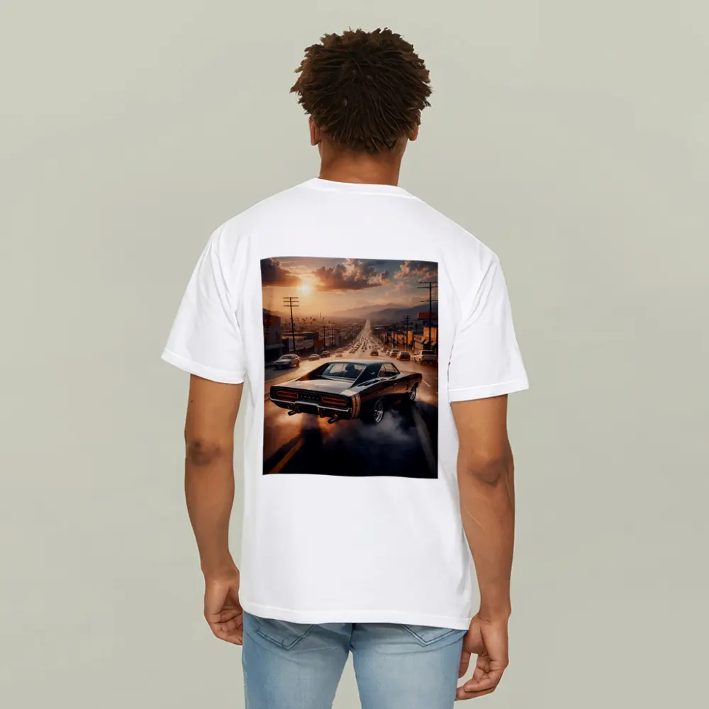 Dodge Charger Burnout on LA Street Sunset – T-Shirts