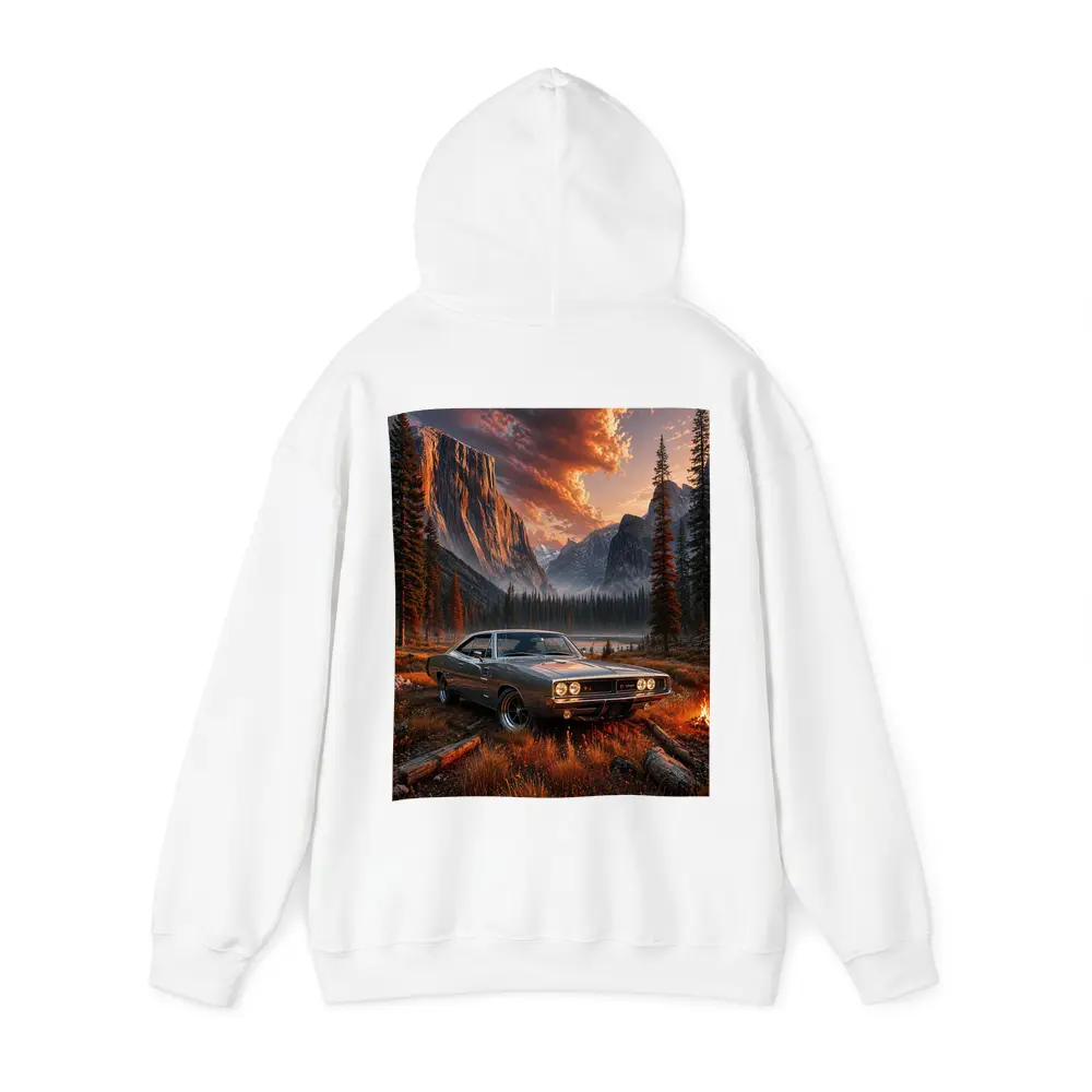 Dodge Charger Muscle Car Mountain Sunset Scene – Hoodies