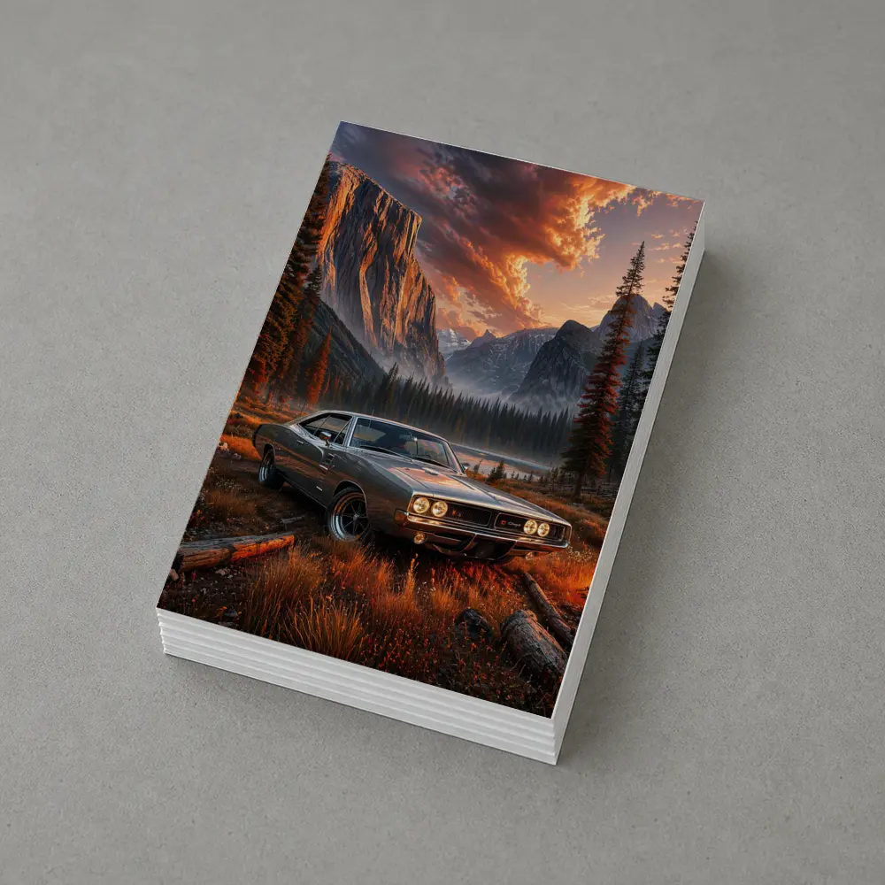 Dodge Charger Muscle Car Mountain Sunset Scene – Postcards