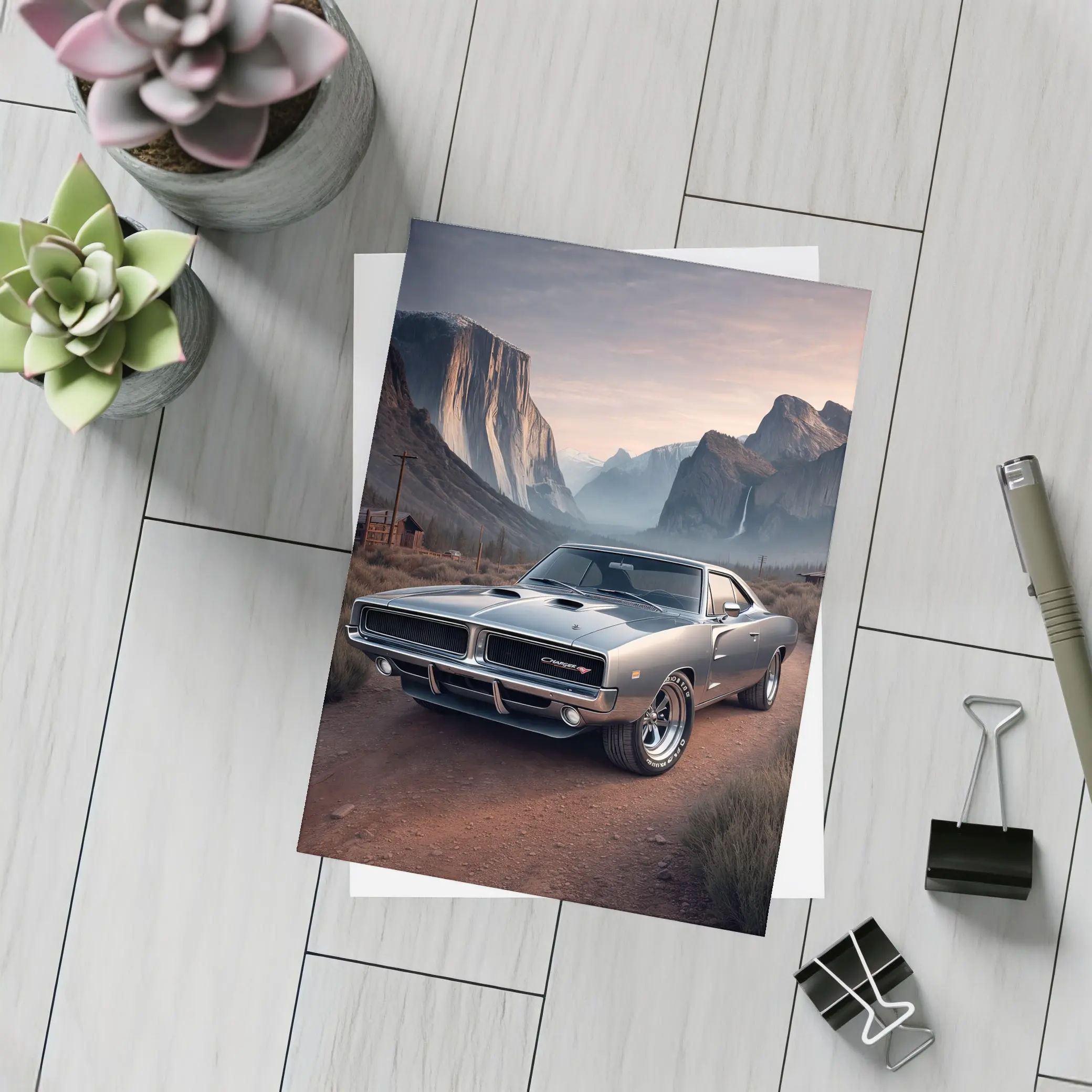 Dodge Charger RT Classic Muscle Car Mountains – Postcards