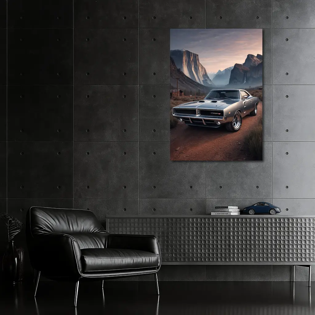 Dodge Charger RT Classic Muscle Car Mountains – Wall Art