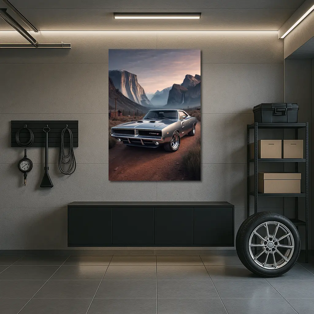 Dodge Charger RT Classic Muscle Car Mountains – Wall Art