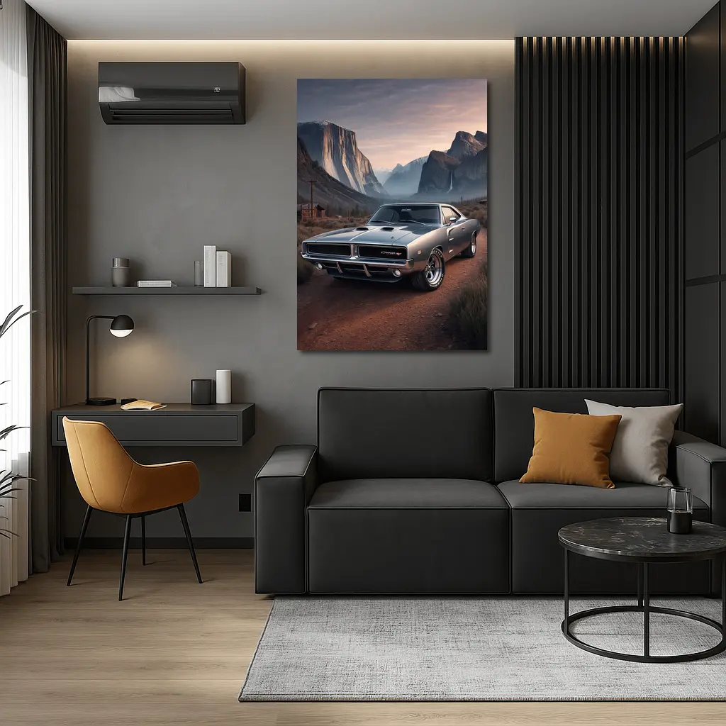 Dodge Charger RT Classic Muscle Car Mountains – Wall Art