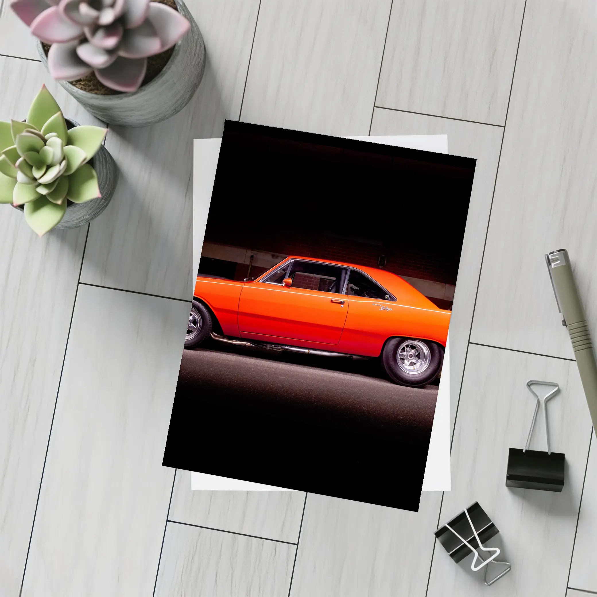 1970 Dodge Dart Coupe Orange Muscle Car – Postcards