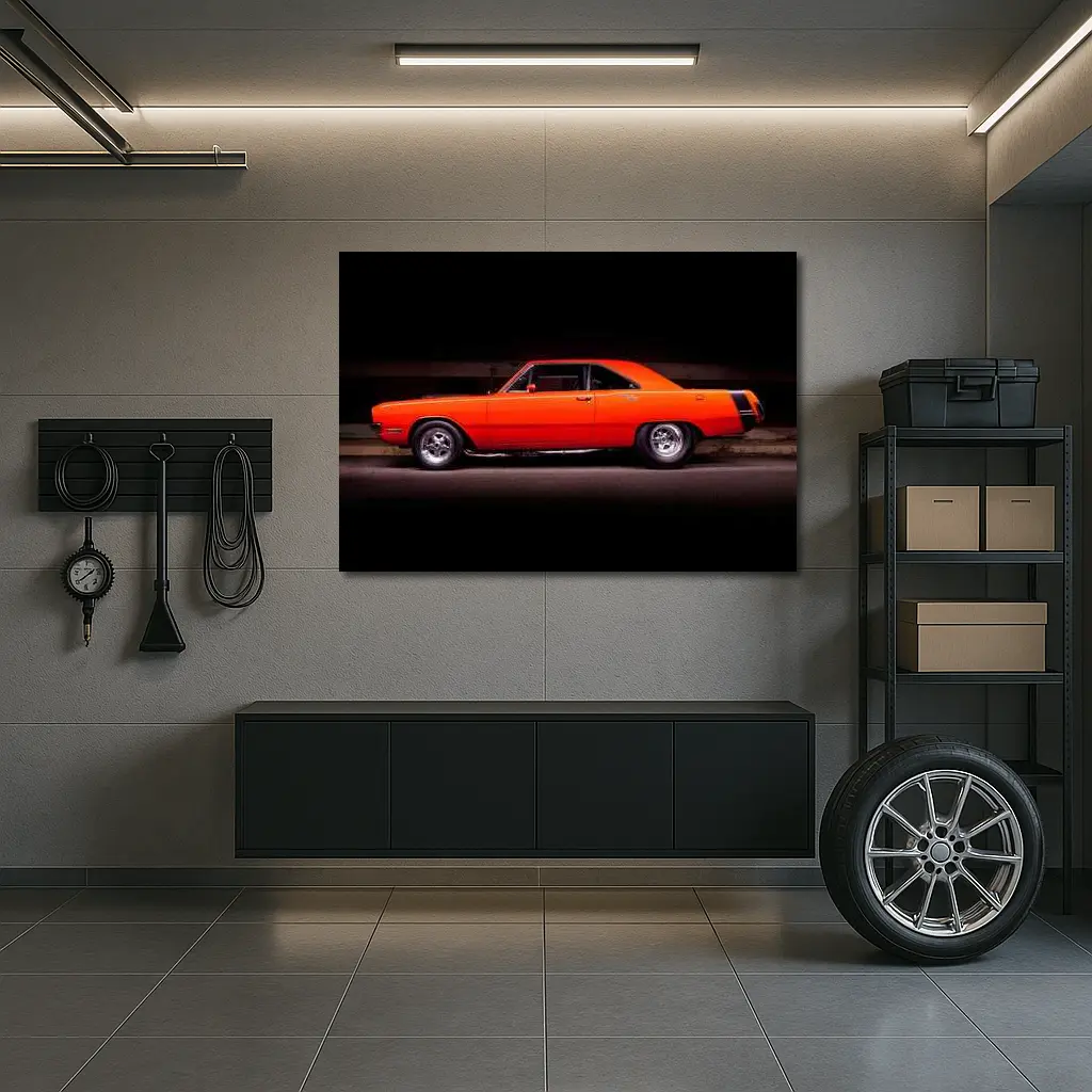 1970 Dodge Dart Coupe Orange Muscle Car – Wall Art