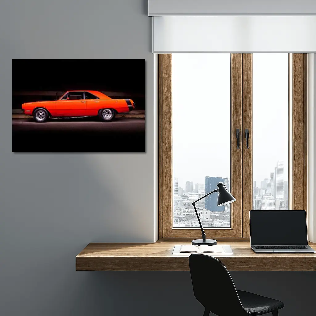 1970 Dodge Dart Coupe Orange Muscle Car – Wall Art