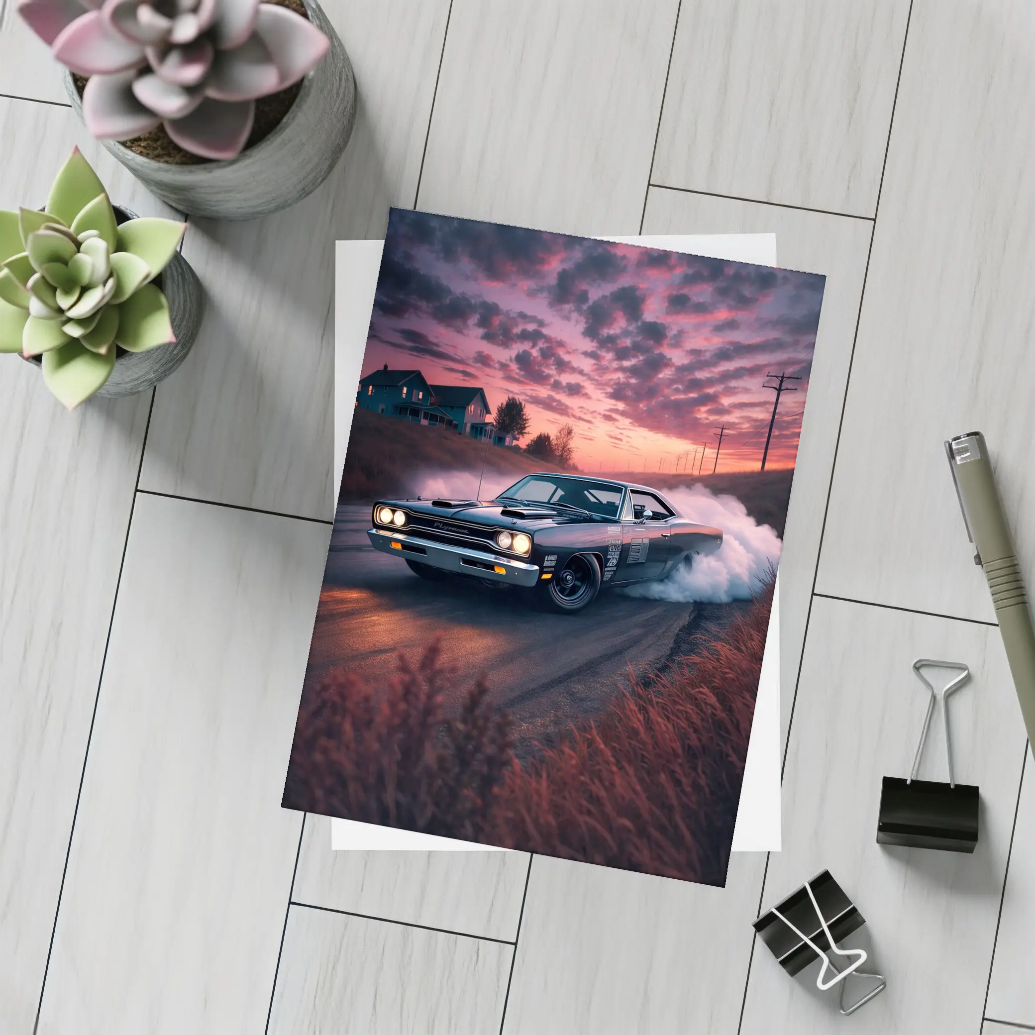 Plymouth Road Runner Burnout Sunset Drift – Postcards