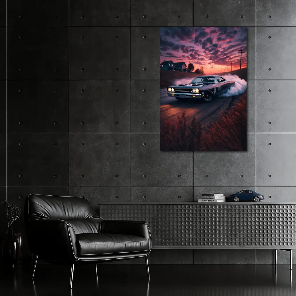 Plymouth Road Runner Burnout Sunset Drift – Wall Art