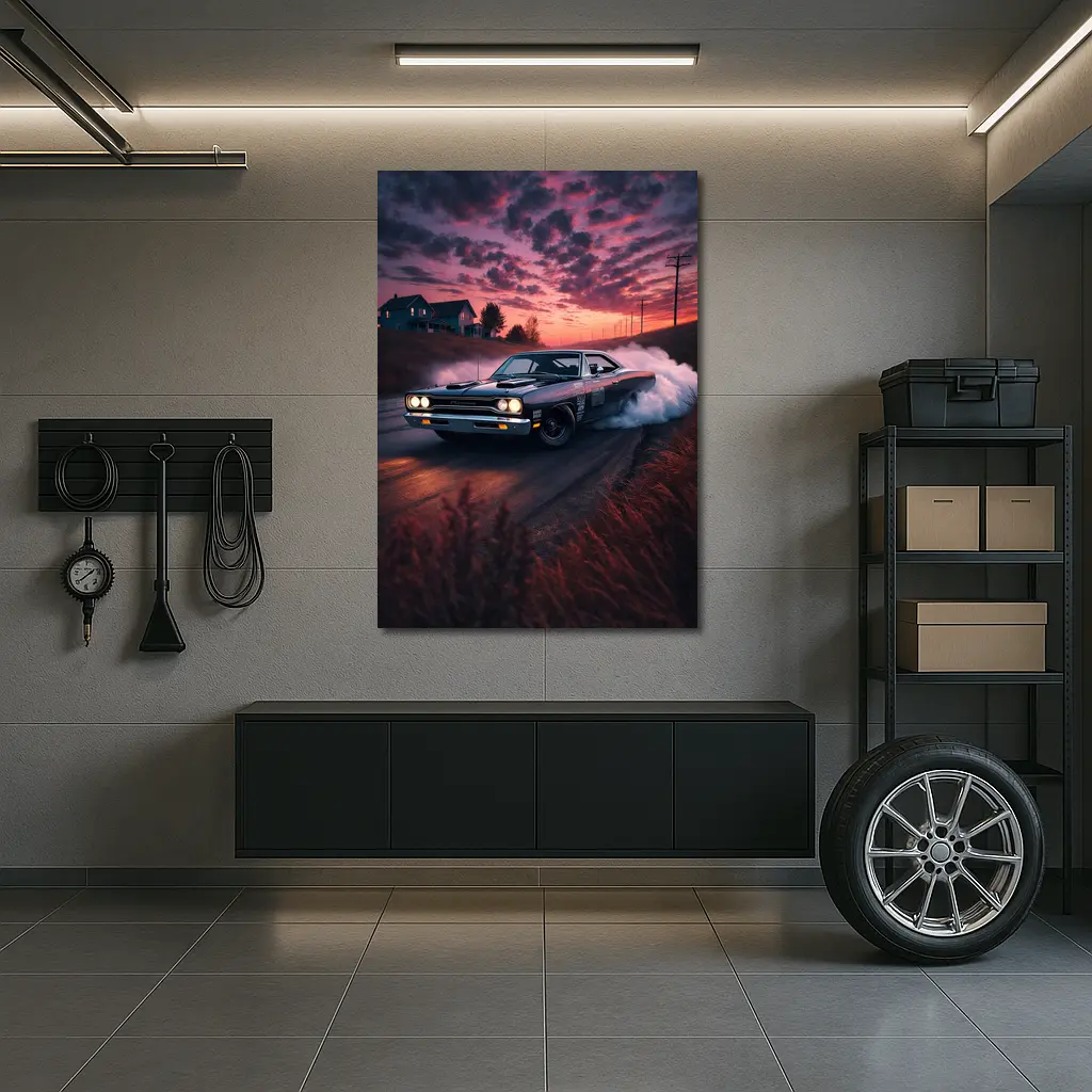 Plymouth Road Runner Burnout Sunset Drift – Wall Art