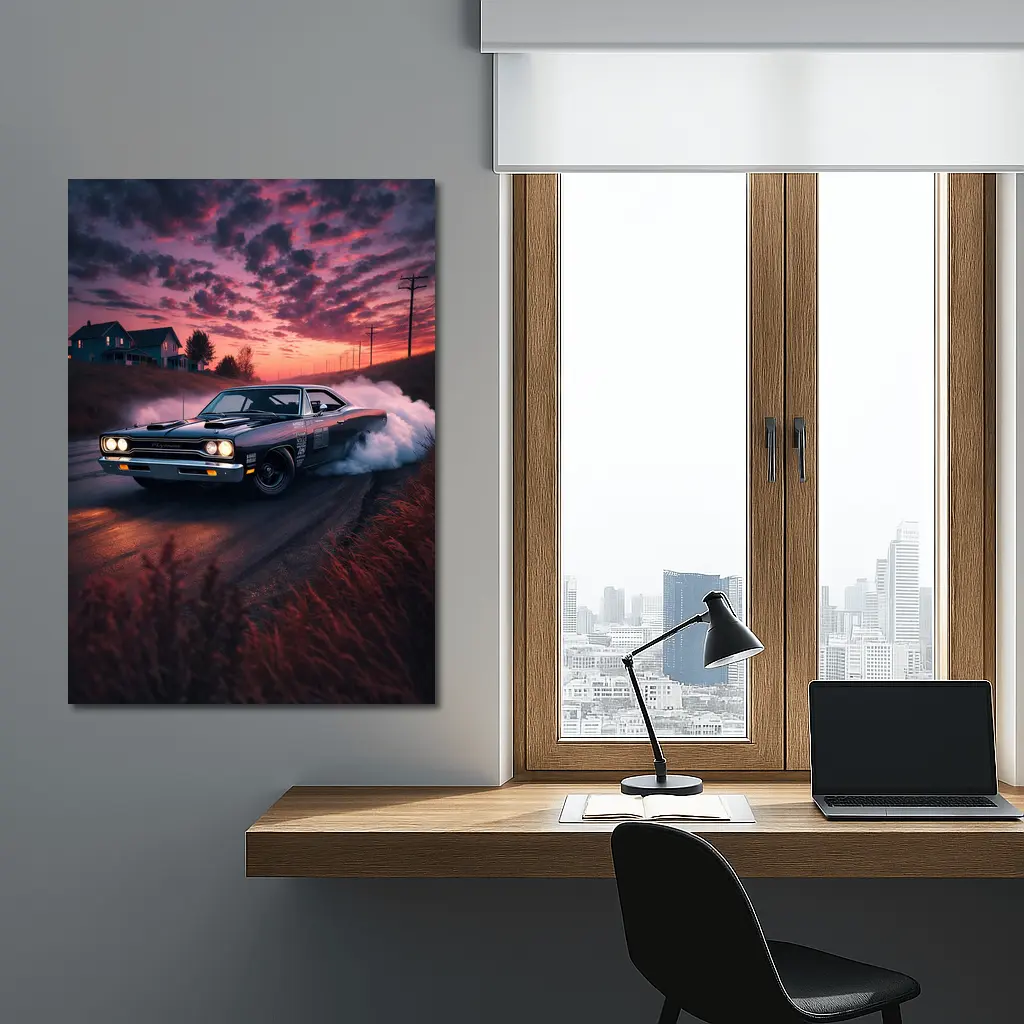Plymouth Road Runner Burnout Sunset Drift – Wall Art