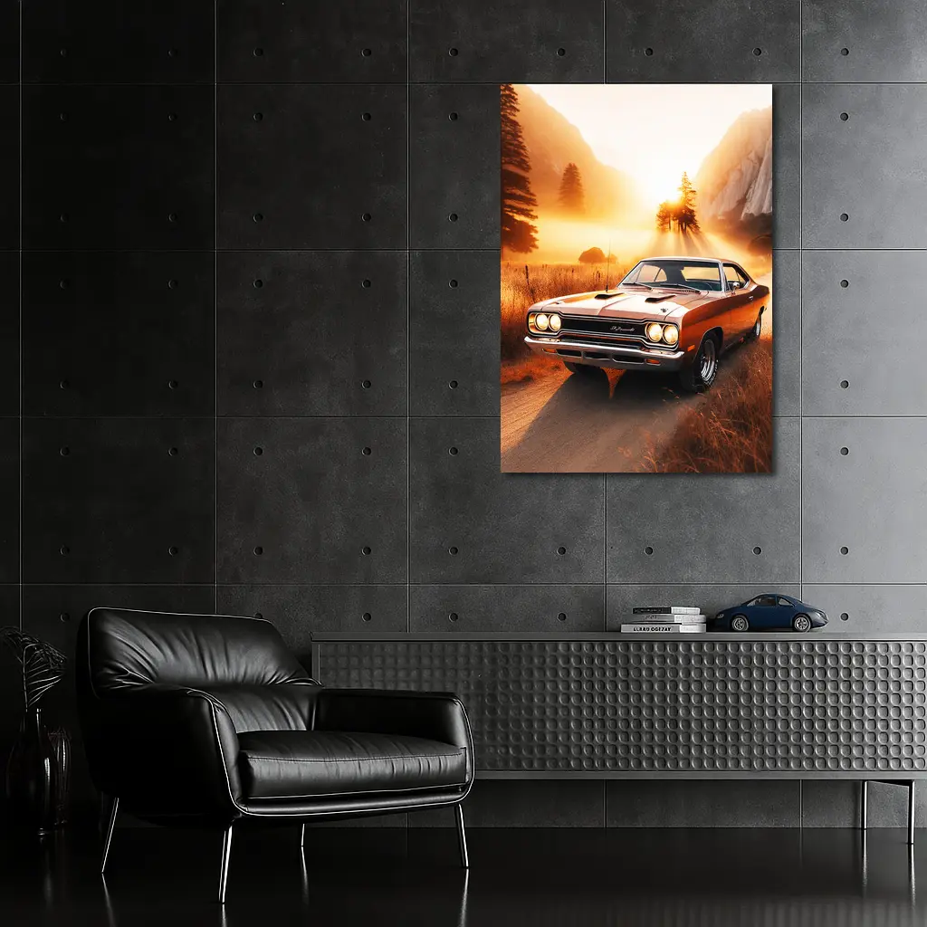Plymouth Road Runner Classic Muscle Sunset Field – Wall Art