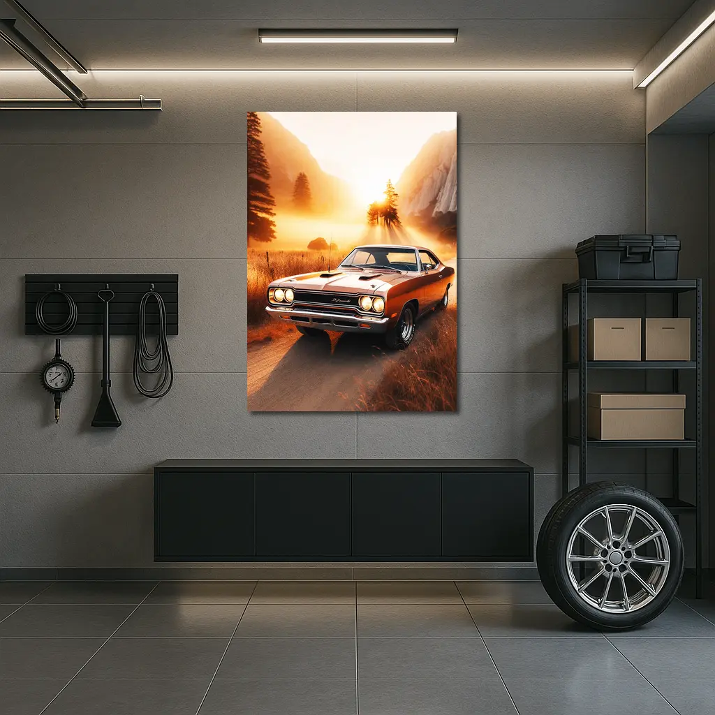 Plymouth Road Runner Classic Muscle Sunset Field – Wall Art