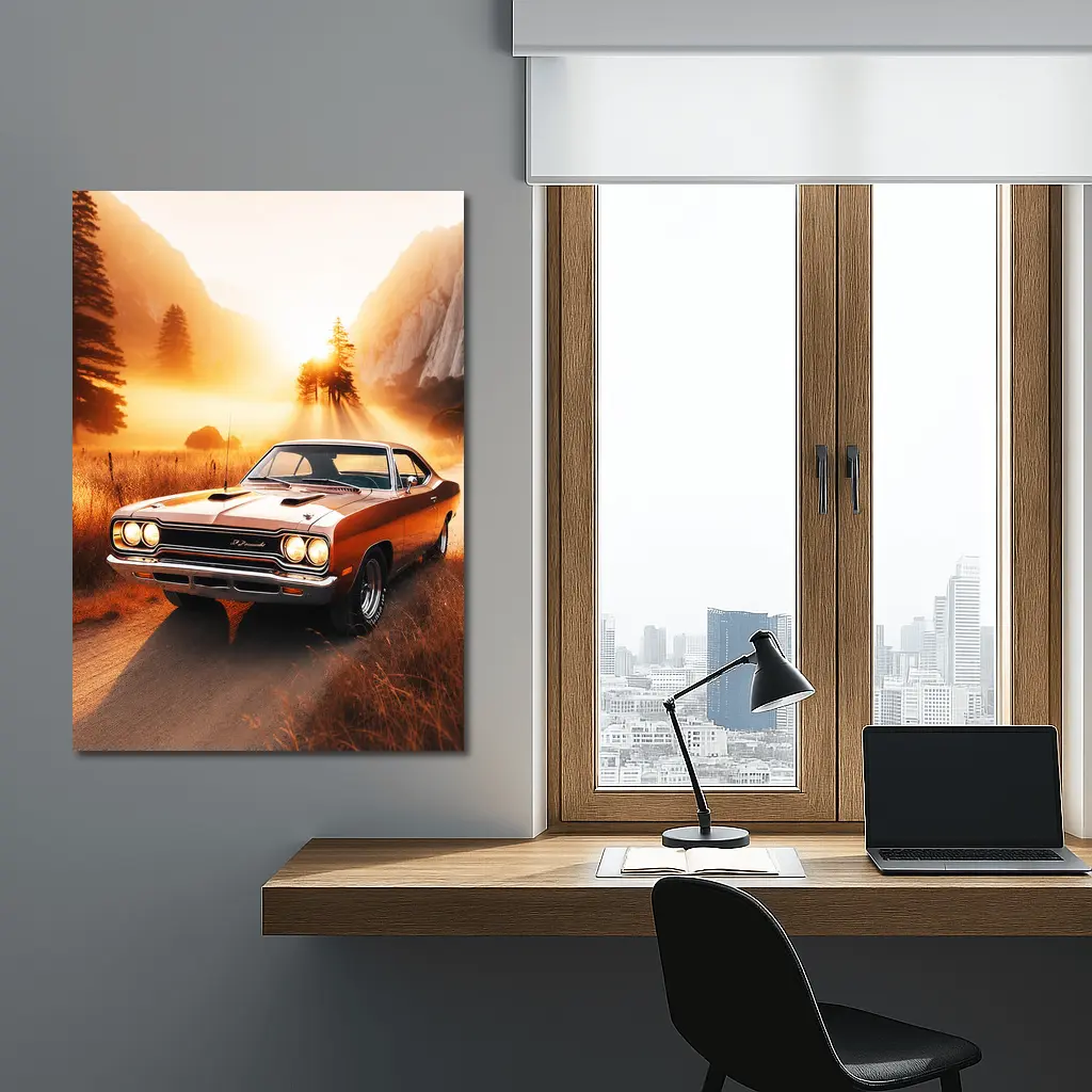 Plymouth Road Runner Classic Muscle Sunset Field – Wall Art