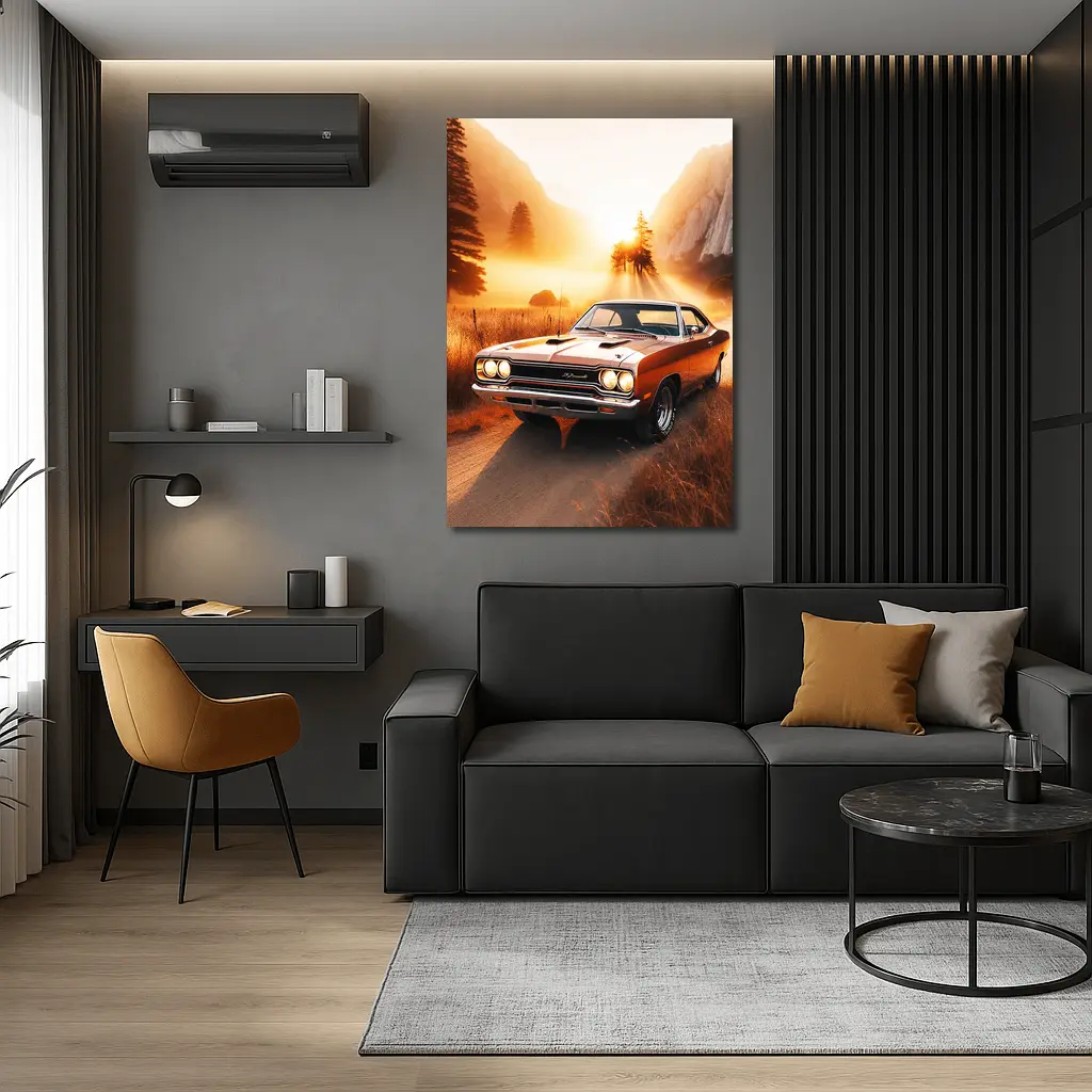 Plymouth Road Runner Classic Muscle Sunset Field – Wall Art