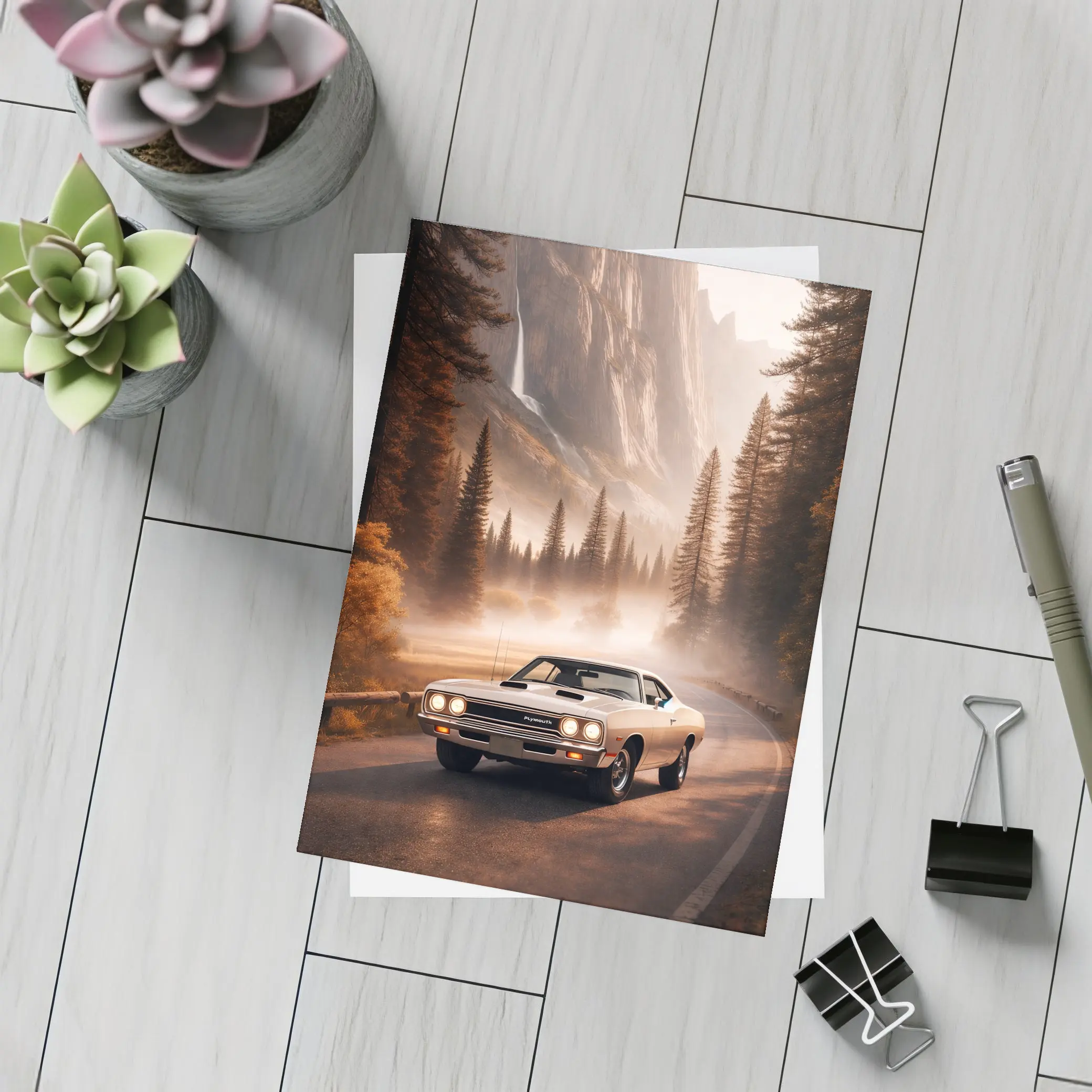 Plymouth Road Runner Classic Muscle Car Forest – Postcards